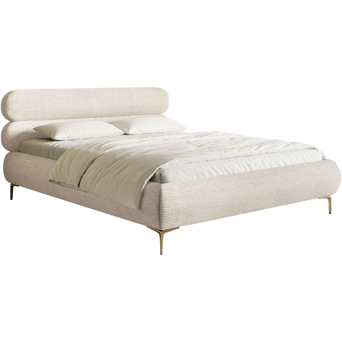 POLSTERBETT Roule Cord Hellbeige 140x200 cm - Ecru/Goldfarben, Textil/Metall (140/200cm) - Selsey