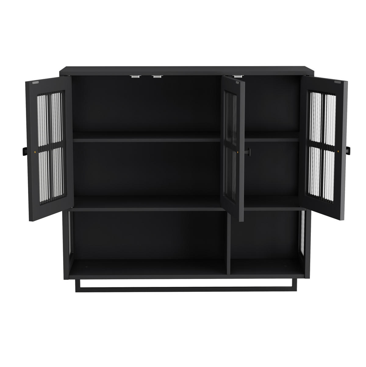 KÜCHENOBERSCHRANK 88/26/82,5 cm mit 3 Türen, offenen Fächern, verstellbaren Einlegeböden und Handtuchhalter, Schwarz - Schwarz, Holzwerkstoff (88/82.5/26cm) - Redom