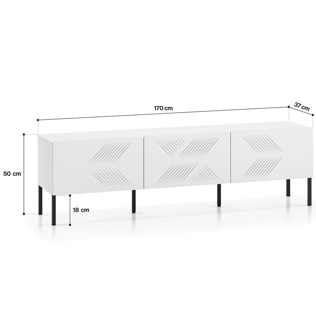 TV-MÖBEL NEBRO,Weiß - Schwarz/Weiß, Holzwerkstoff (170/50/37cm) - KONSIMO®