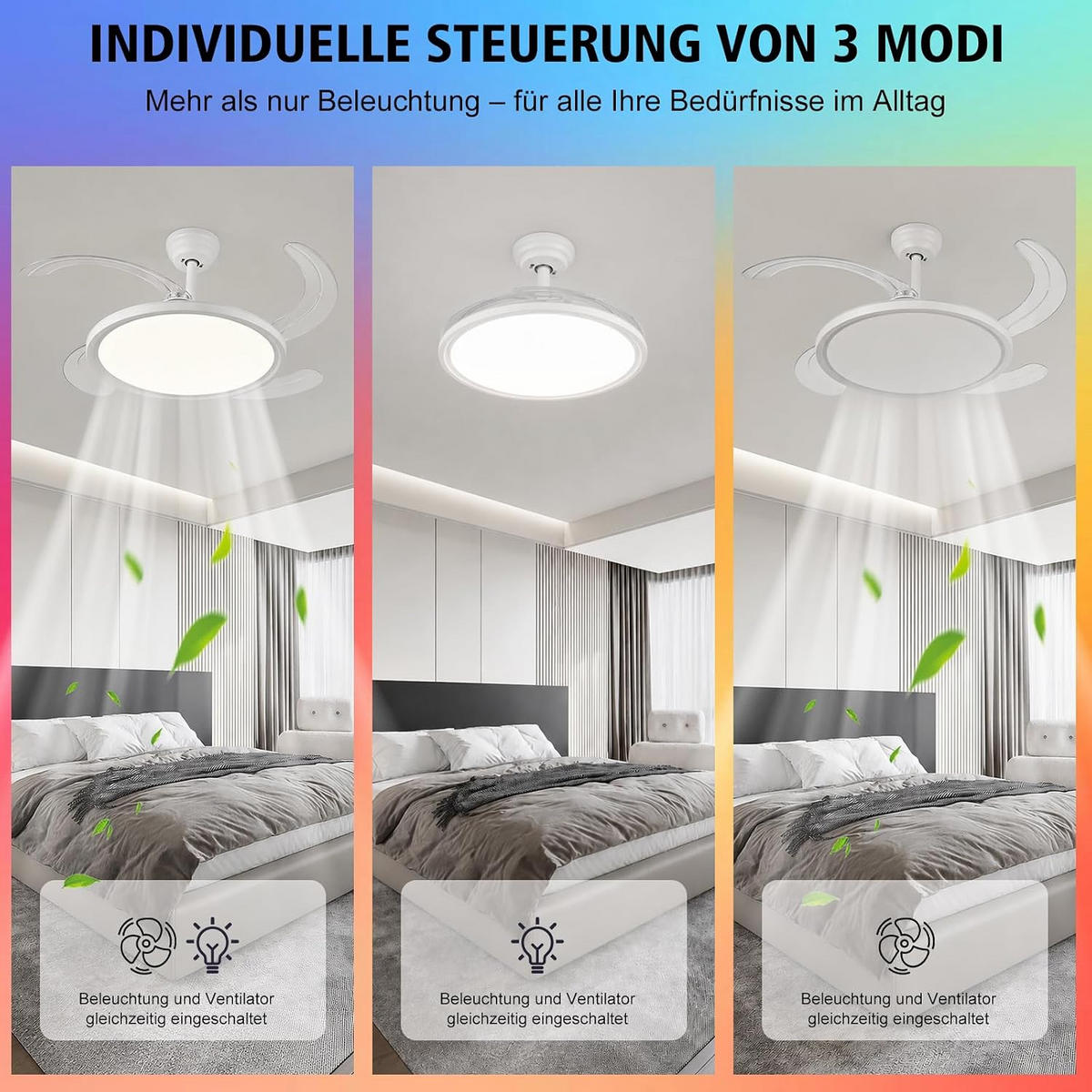 DECKENVENTILATOR FA1021M mit Beleuchtung - Weiß, Metall (50/50/14cm) - LOVHAUS