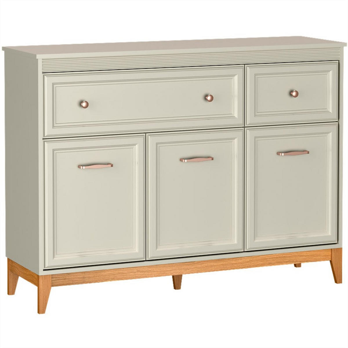 KOMMODE Charlott mit 2 Schubladen und 3 Türen - Kaschmir/Eichefarben, Holz/Holzwerkstoff (135.5/100/40.5cm) - Beautysofa