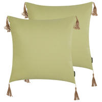 DEKOKISSEN 2er-Set Grün 45/45 cm Chmistar - Braun/Grün, Textil (45/45cm) - Beliani
