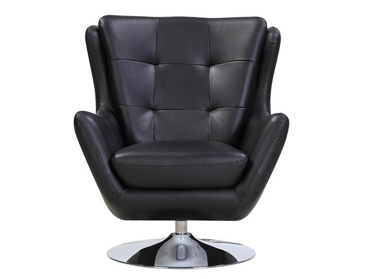 DREHSESSEL - Leder - Schwarz - ANABA - Schwarz, Leder (82/95/81cm) - Vente-Unique