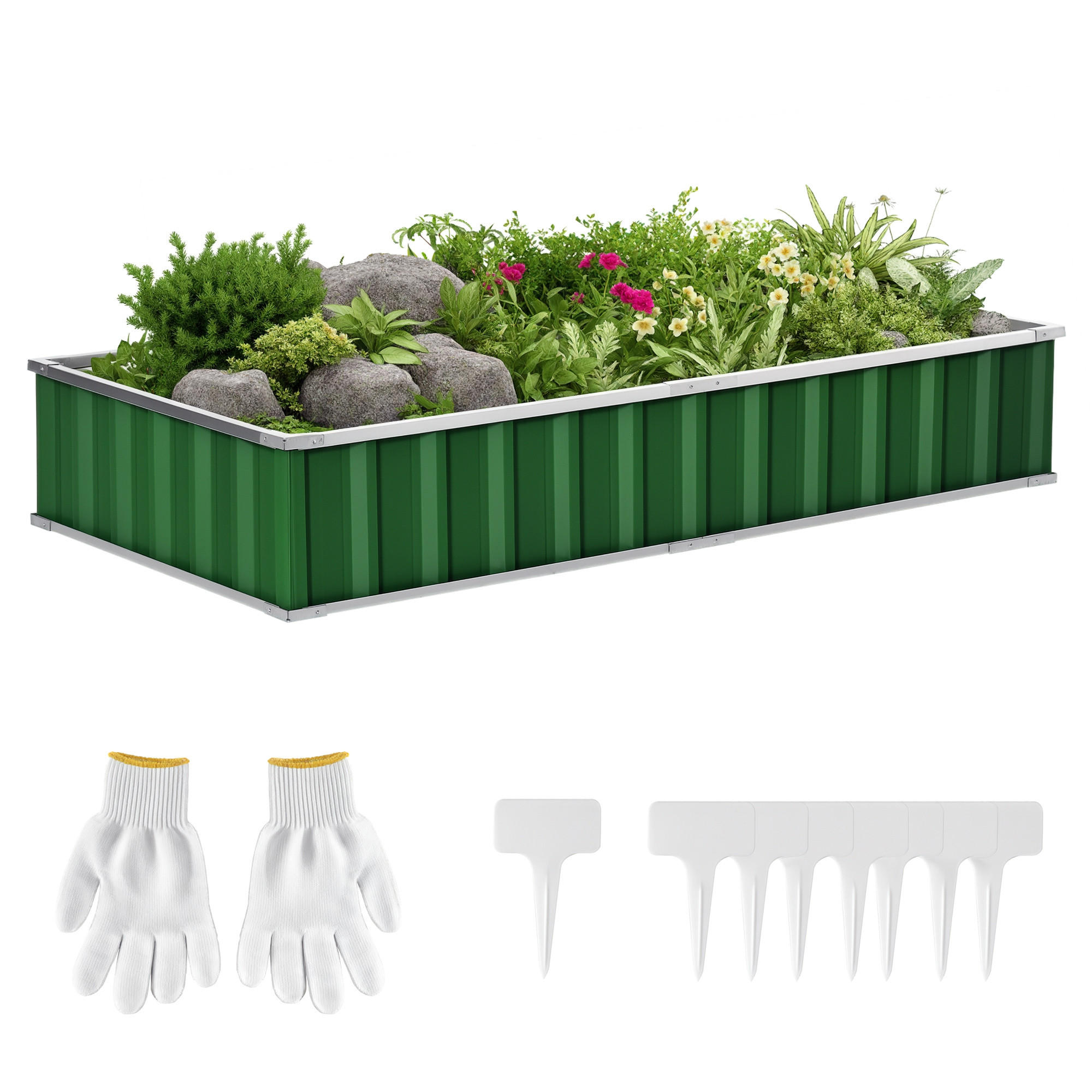 HOCHBEET DE-12201 modular 174/90/30 cm, ohne Werkzeug Grün - Grün, Metall (174/30/90cm) - ComfortXL