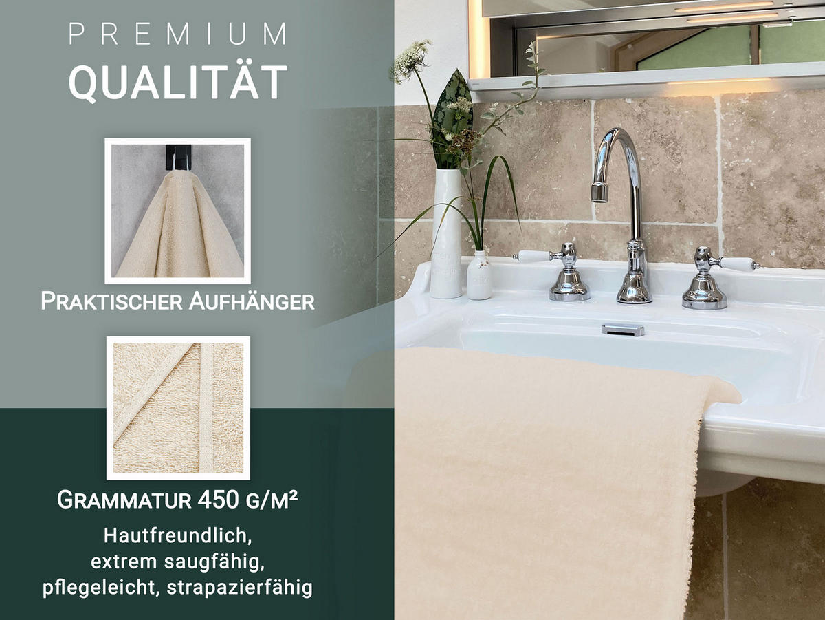 HANDTÜCHER, 10er-Set, 50x100 cm, 100% Baumwolle, Braun - Creme, Textil (50/100cm) - Zollner
