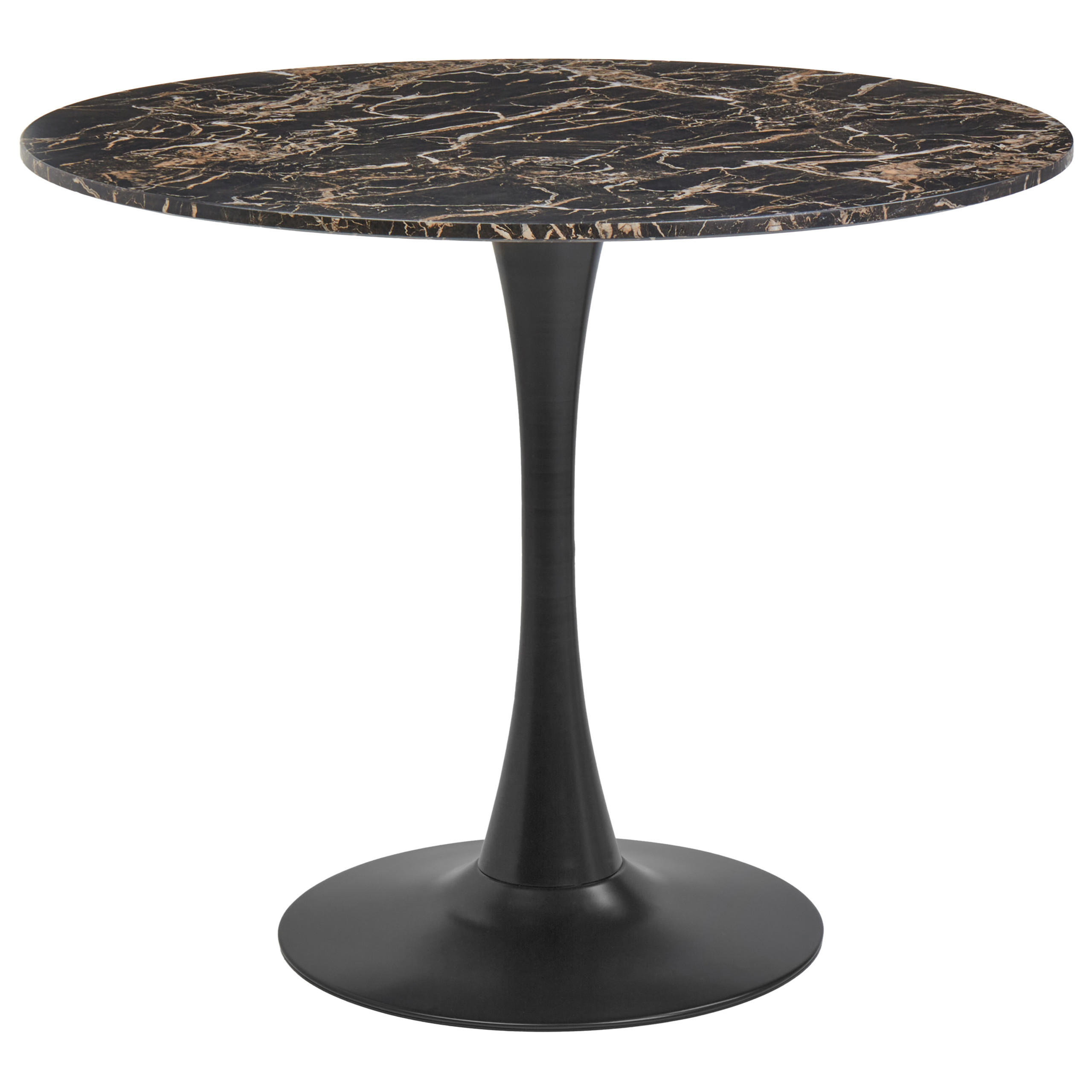 ESSTISCH Marmor Optik schwarz/gold 90 cm Boca - Goldfarben/Schwarz, Holzwerkstoff (90/90/74cm) - Beliani