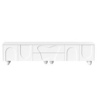 TV-LOWBOARD Weiß 180 cm mit geschwungenen Fronten & runden Holzbeinen - Weiß, Holzwerkstoff (180/42/40cm) - Urban Meuble