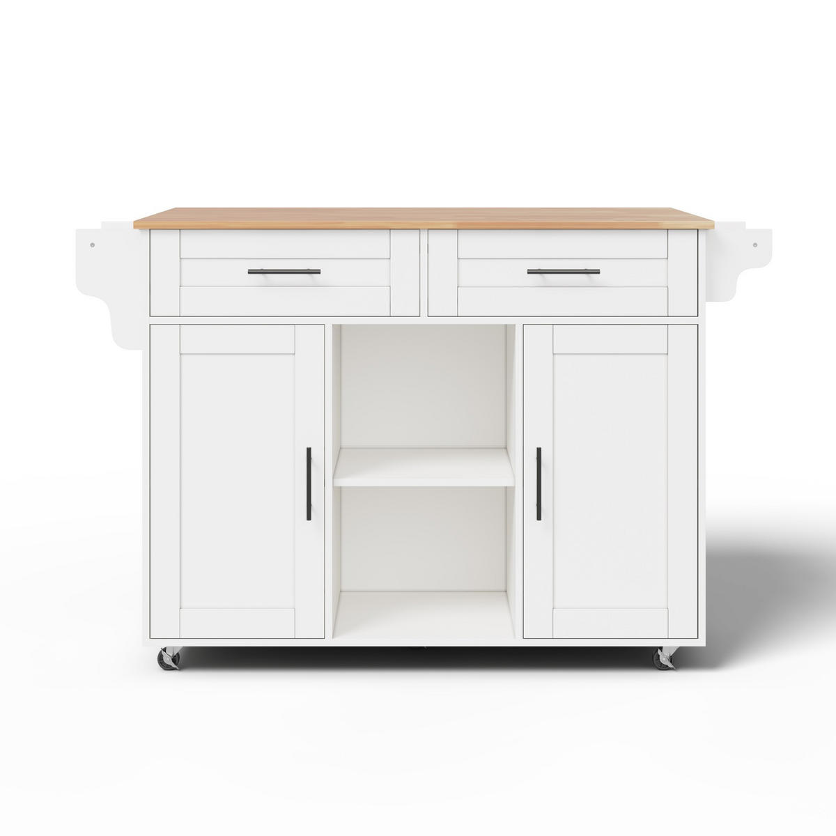 KÜCHENINSEL 145/70/94,5 cm weiß aus MDF mit Klappplatte - Weiß, Holzwerkstoff (145/94.5/70cm) - OKWISH