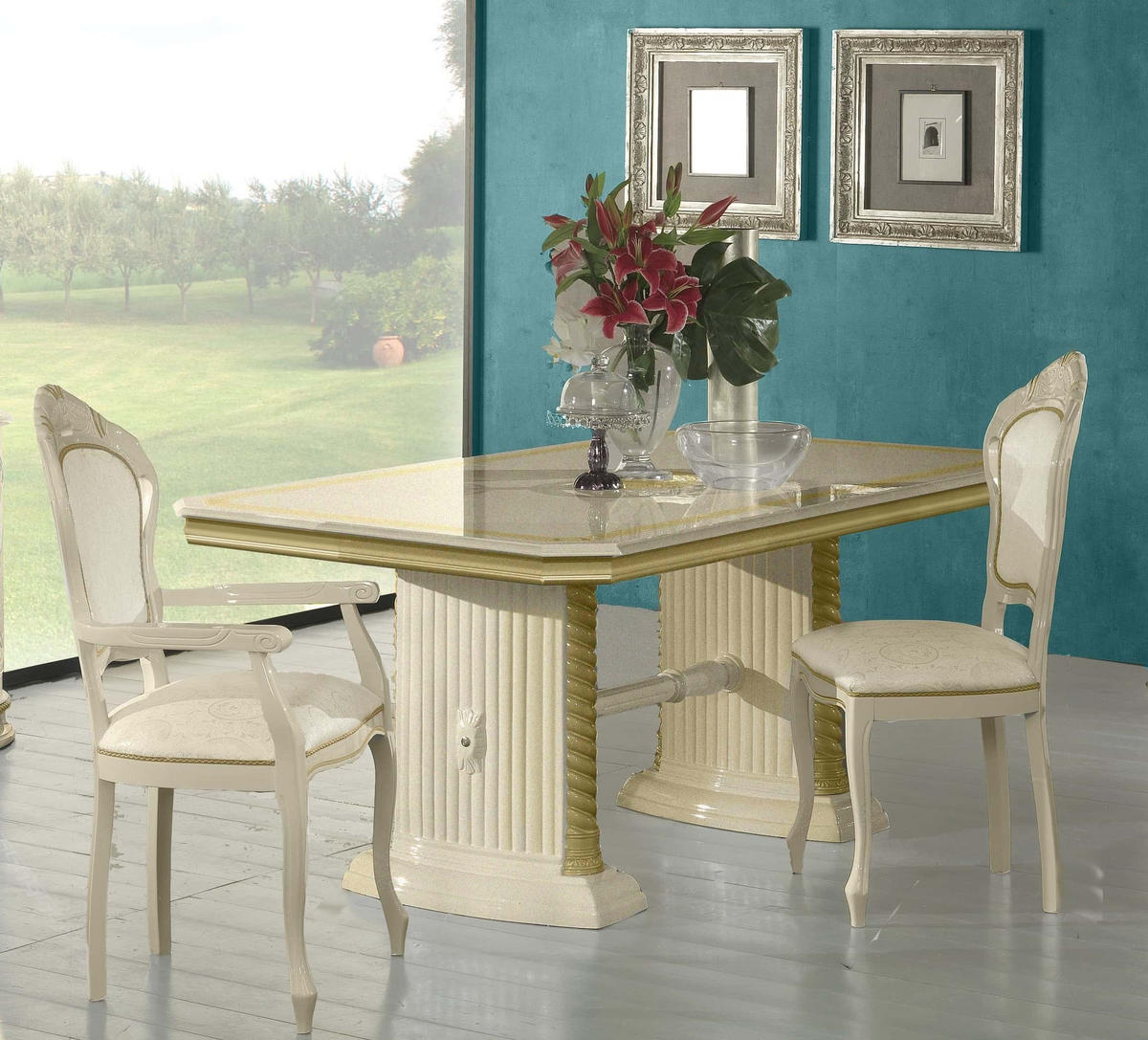 ESSTISCH VENUS in Beige/Gold 185 - 230 cm - Beige/Goldfarben, Holzwerkstoff (105/185/75cm) - Interdesign24