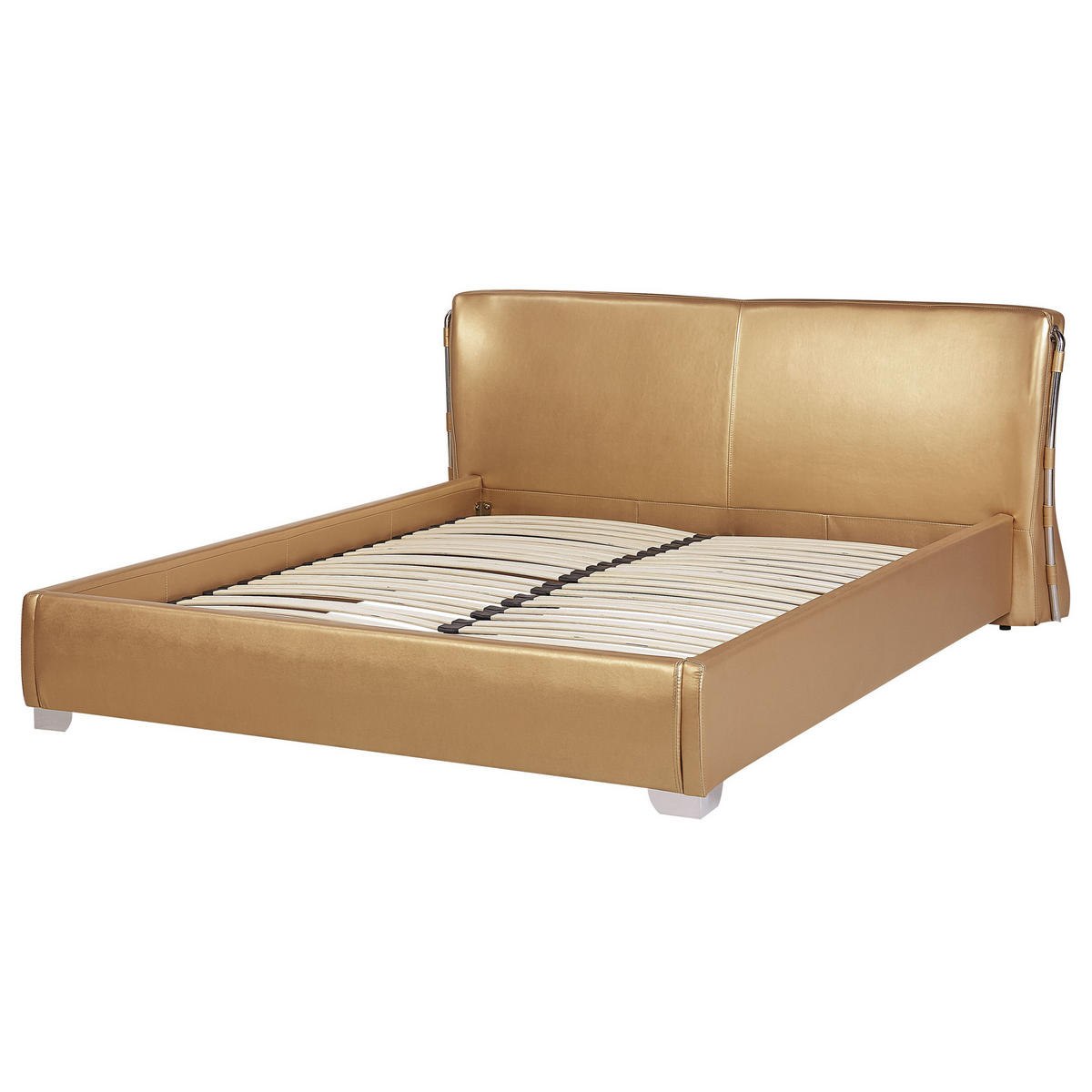 LEDERBETT 180/200cm Gold Paris - Goldfarben, Leder (180/200cm) - Beliani