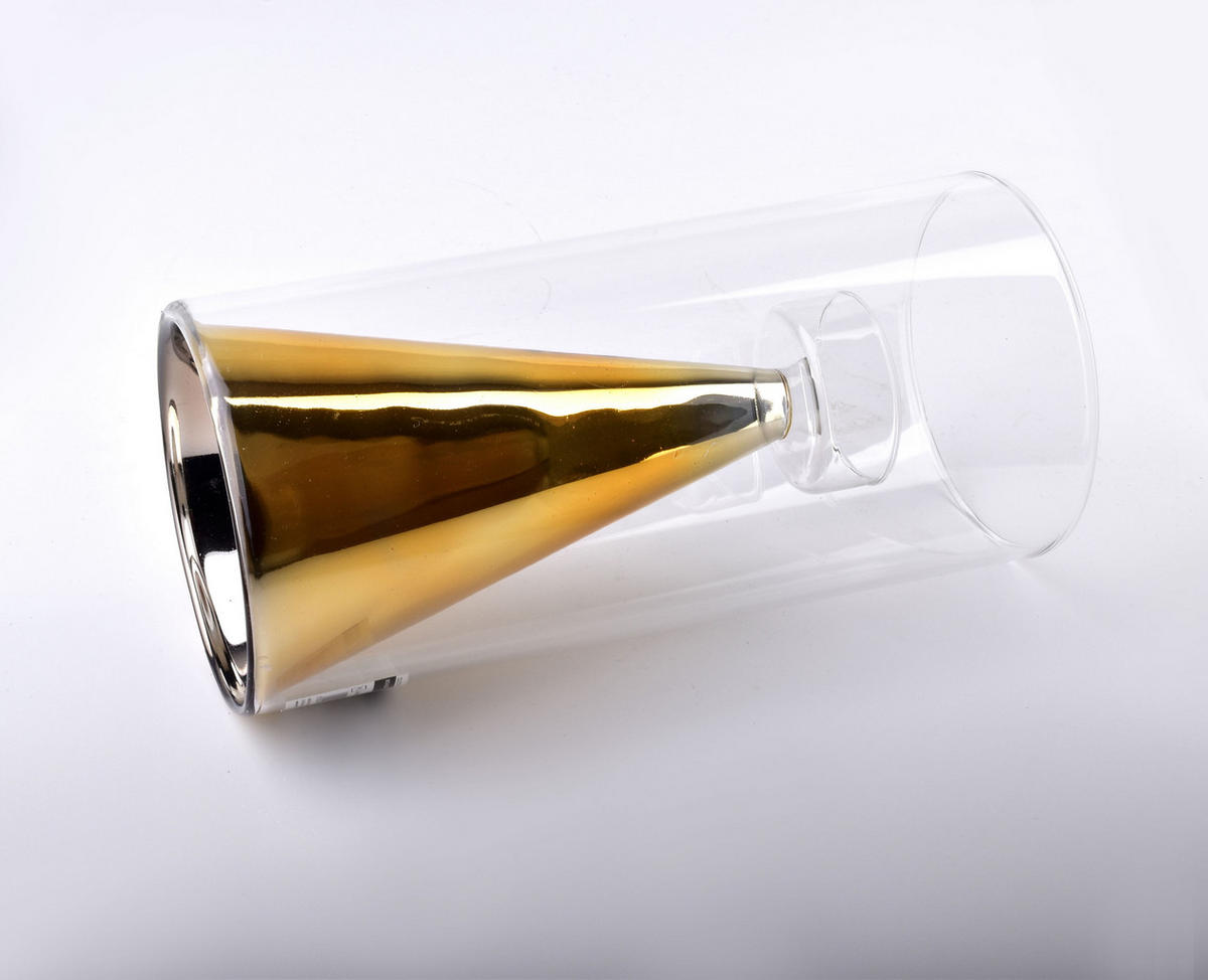 KERZENHALTER Rita Gold 12/12/25 cm Glas - Goldfarben, Glas (12/25/12cm) - Mondex