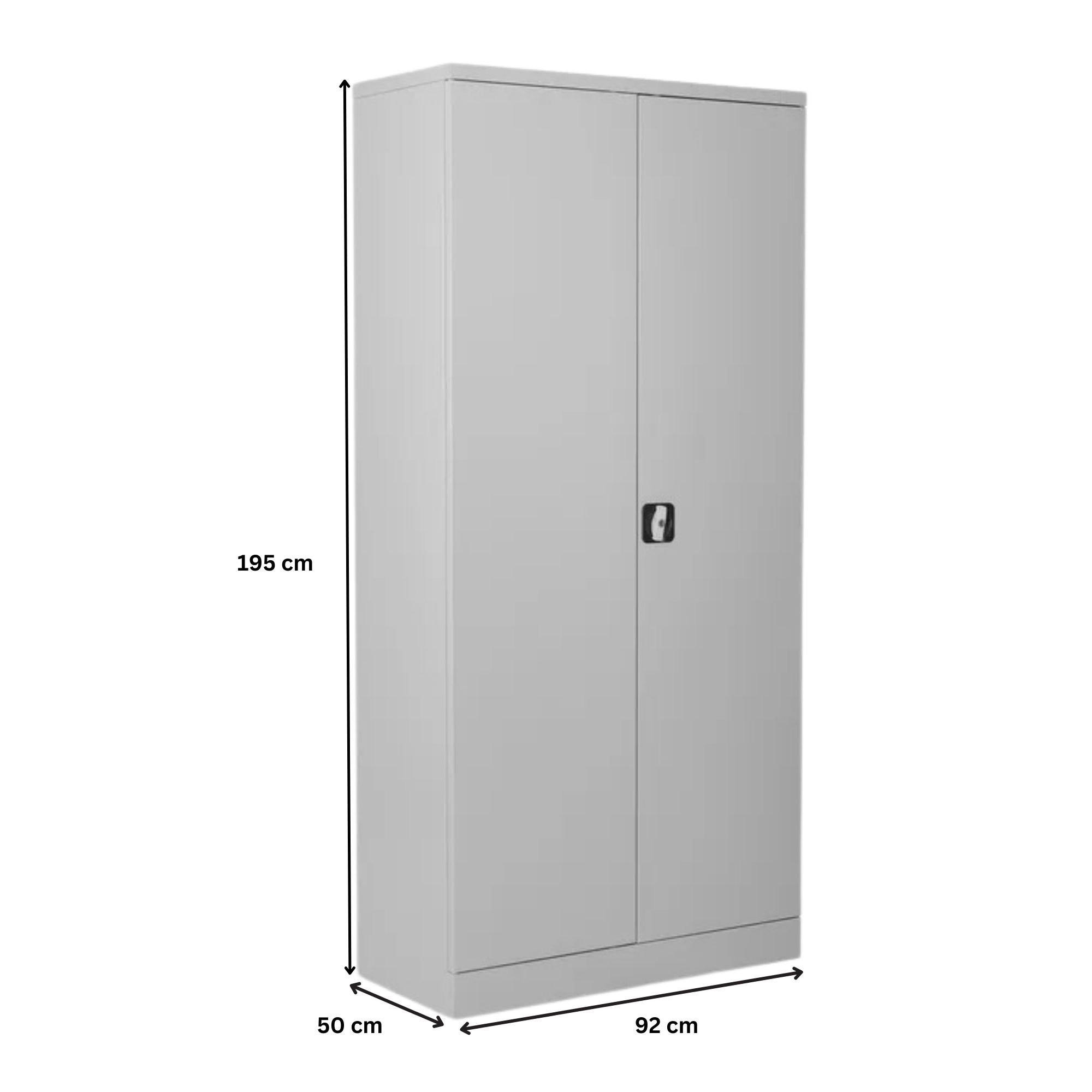 STAHLSCHRANK Bee mit 6 lackierten Fachböden 195x92x50 cm Korpusfarbe Lichtgrau Frontfarbe Lichtgrau - Hellgrau, Metall (92/195/50cm)