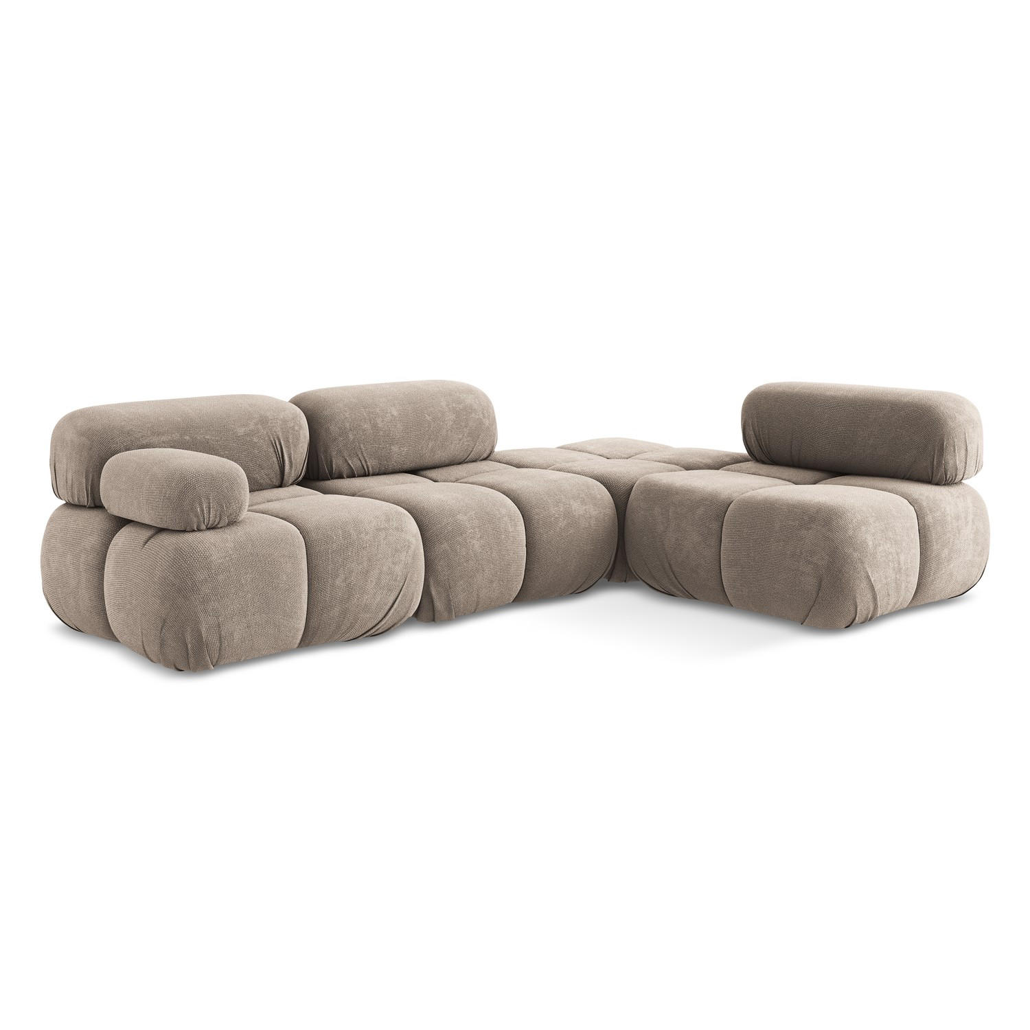 ECKSOFA Rechts Chenille Stoff Beige - Beige/Schwarz, Kunststoff/Textil (285/190cm) - LaMiaSofa