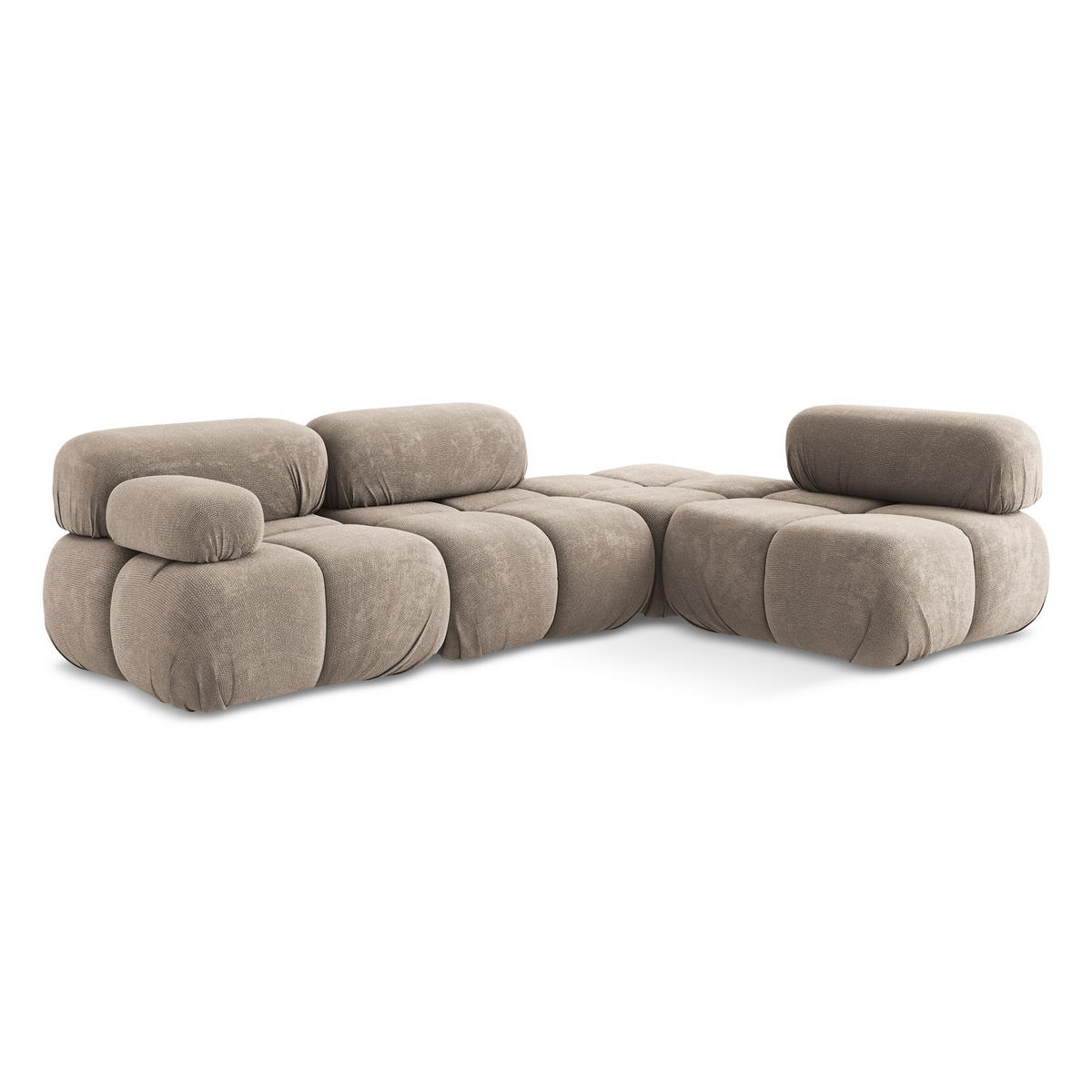 ECKSOFA Rechts Chenille Stoff Beige - Beige/Schwarz, Kunststoff/Textil (285/190cm) - LaMiaSofa