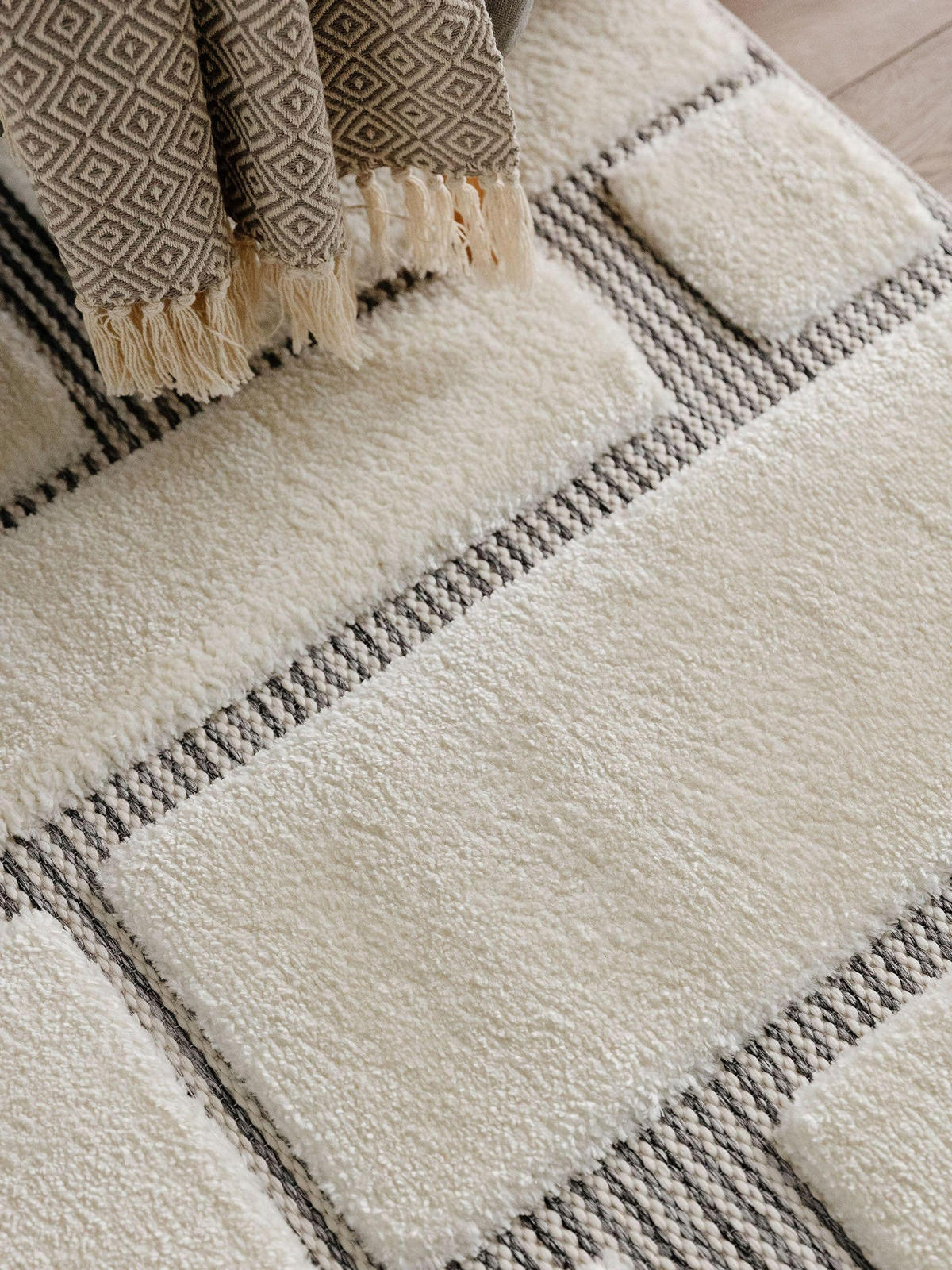 TEPPICH Elvy Cream/Grau 160x230 cm - Creme, Kunststoff (160/230cm) - benuta