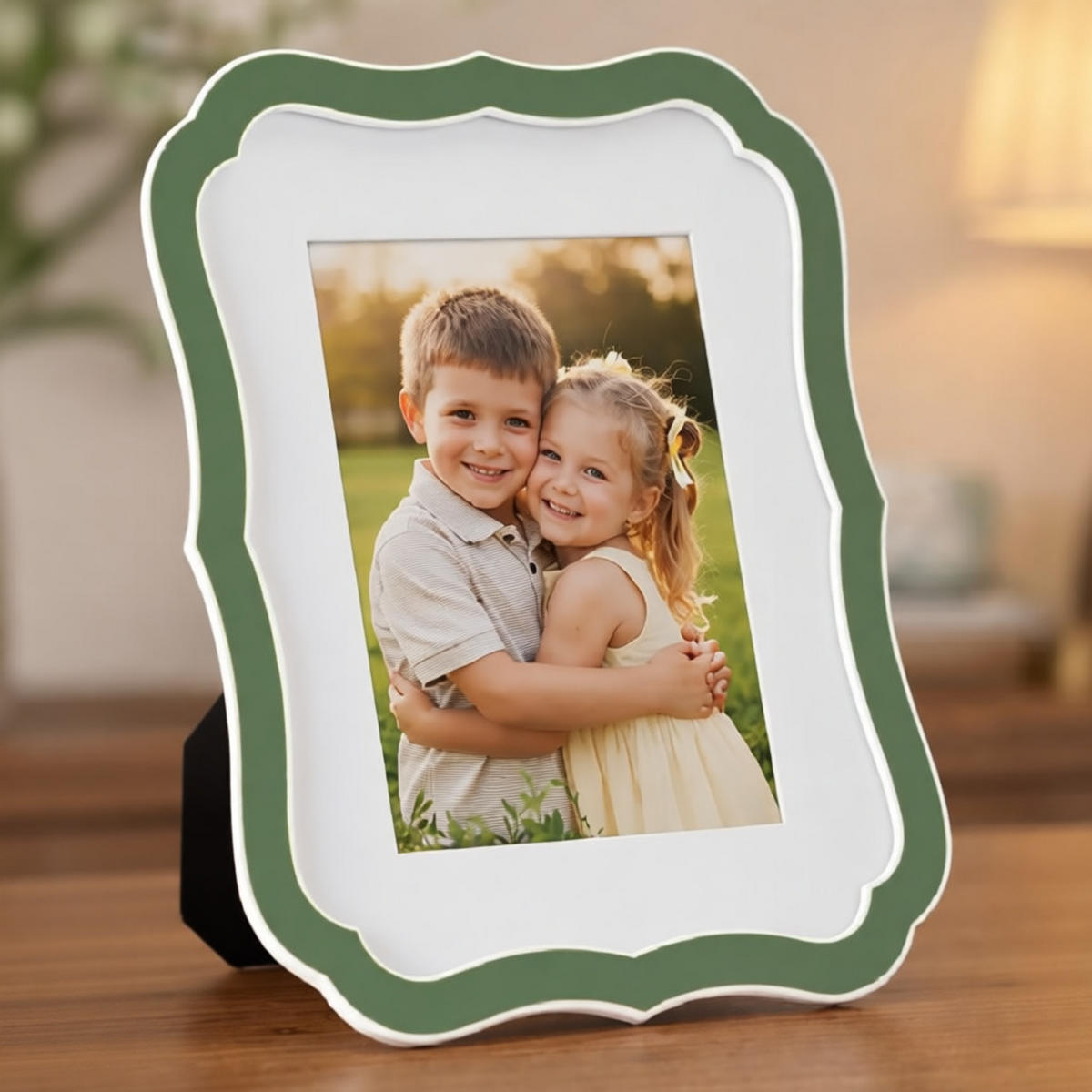BILDERRAHMEN Margot, Fotoformat 15 x 20 cm, grün und silberfarben, Zink und Glas, Rahmen 17 x 1,4 x 21,9 cm - Silberfarben/Grün, Glas/Metall (17/21.9/1.4cm) - Mauro Ferretti