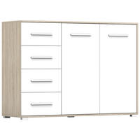 KOMMODE - Highboard IRYS 01 2D4S Sonoma + Weiß - Weiß/Sonoma Eiche, Holzwerkstoff (135/95/45cm) - Möblo