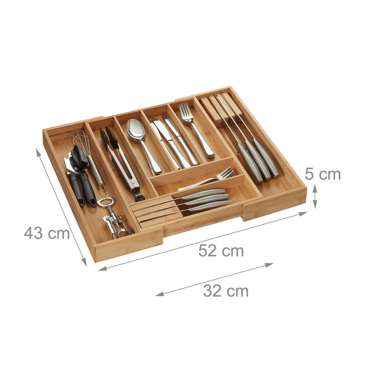 BESTECKKASTEN - Hellbraun, Holz/Holzwerkstoff (52/5/43cm) - Relaxdays