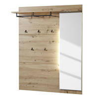 BELEUCHTETES GARDEROBENPANEEL - Eiche Artisan Dekor / Graphit - Braun, Holzwerkstoff/Metall (120/153/29cm) - home24