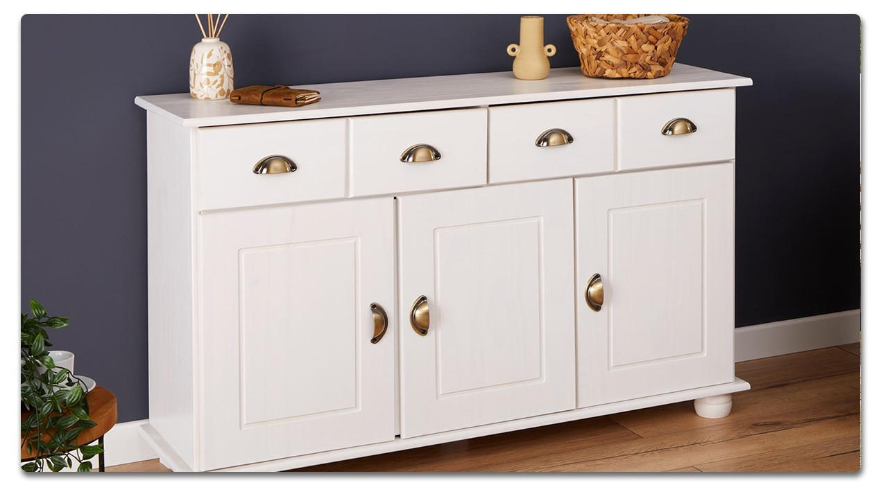 weißes sideboard aus kiefer