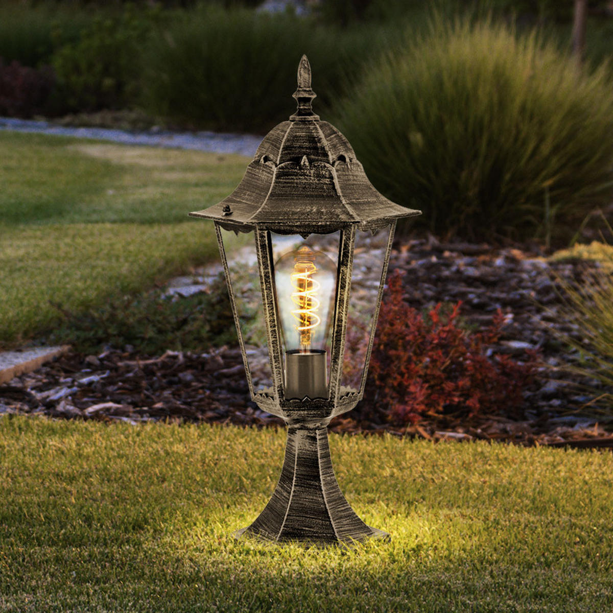 WEGELEUCHTE NORDERNEY Bronze Aluminiumdruckguss - Bronzefarben, Glas (23.5/23.5/49cm)