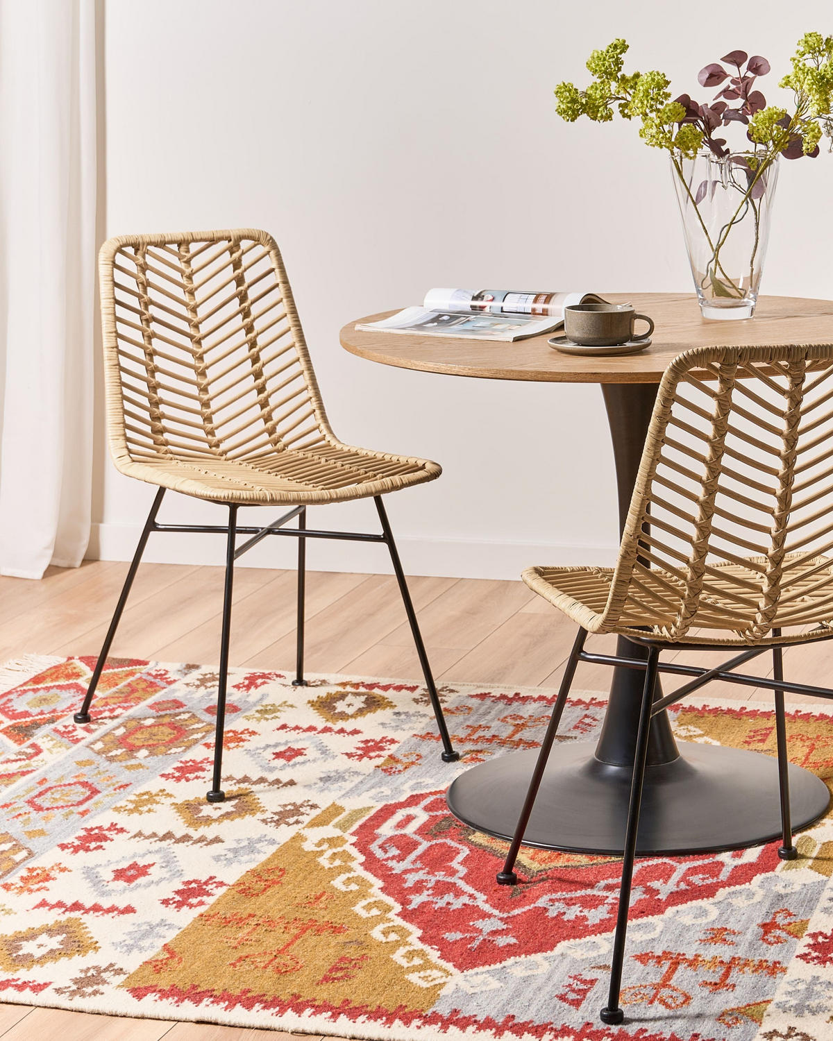 ESSZIMMERSTUHL 2er-Set Rattan Naturfarben Dilley - Naturfarben, Naturmaterialen (45/83/60cm) - Beliani