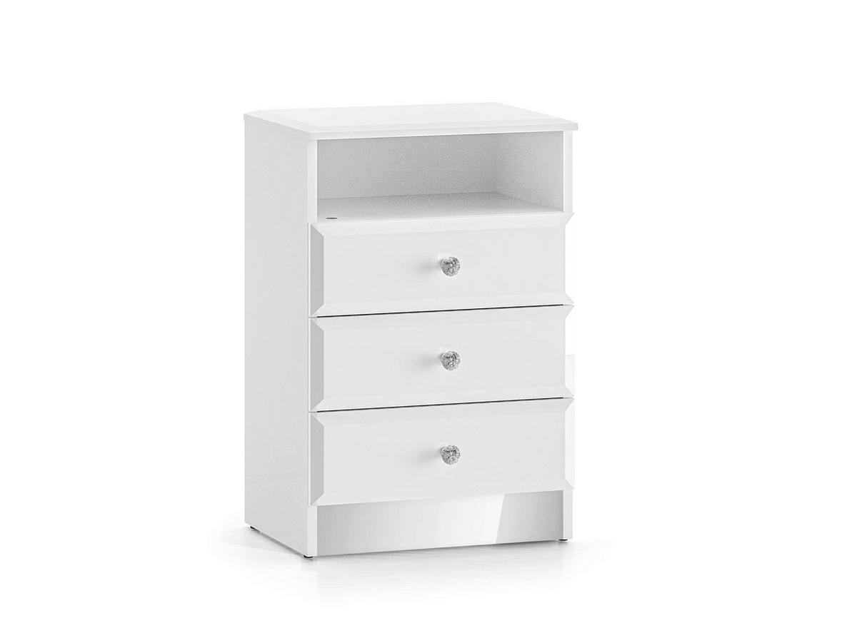 SCHLAFZIMMER Set 3-tlg. Glamour - Weiß Hochglanz, Holzwerkstoff (100/79/41cm) - hi-markt