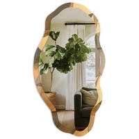 SPIEGEL 90x45 cm asymmetrisch mit Druck - räumliches Muster - Transparent, Glas (45/90/0.4cm) - TULUP
