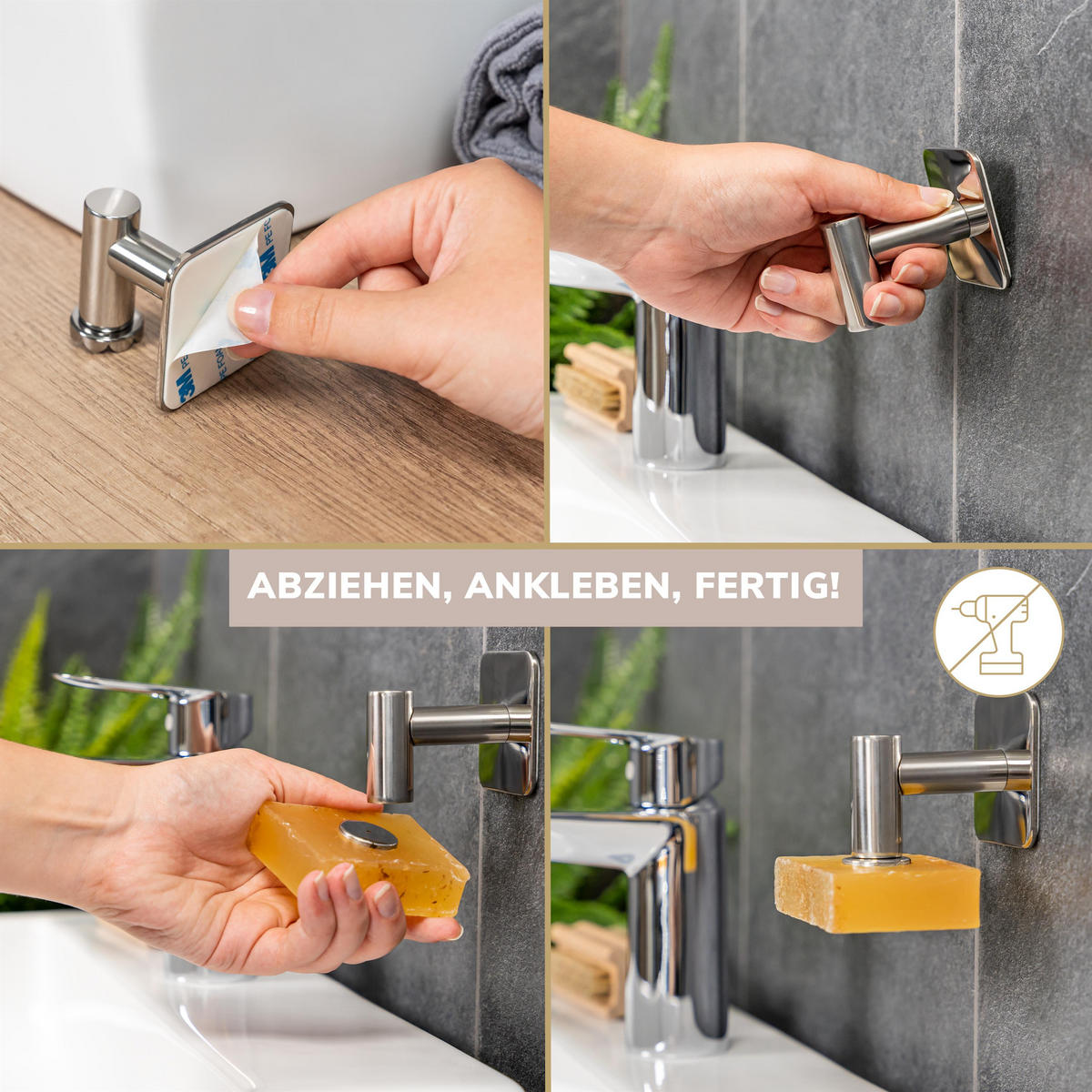 SEIFENHALTER, silber - Edelstahlfarben, Metall (5.7/5.7/6cm) - bremermann