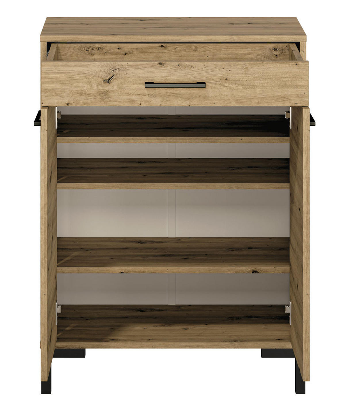 SCHUHSCHRANK Nevio Artisan Eiche / weiß 70 / 34 / 94cm - Eichefarben/Eiche Artisan, Holz/Holzwerkstoff (70/94/34cm) - Feldmann-Wohnen