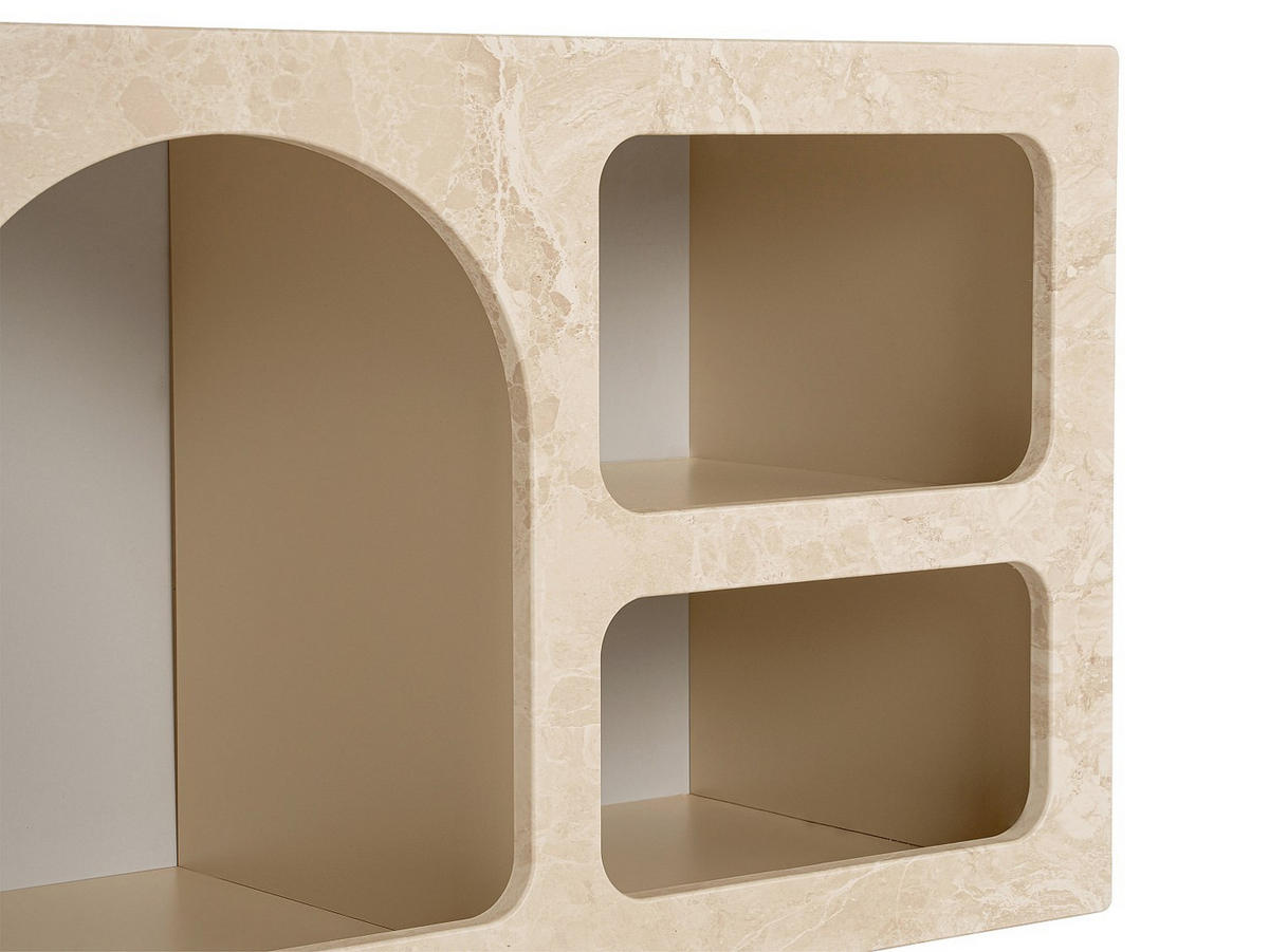 TV-MÖBEL mit 7 Fächern - Marmor-Optik Beige - LUELA - Beige, Holz (160/51/40cm) - Vente-Unique