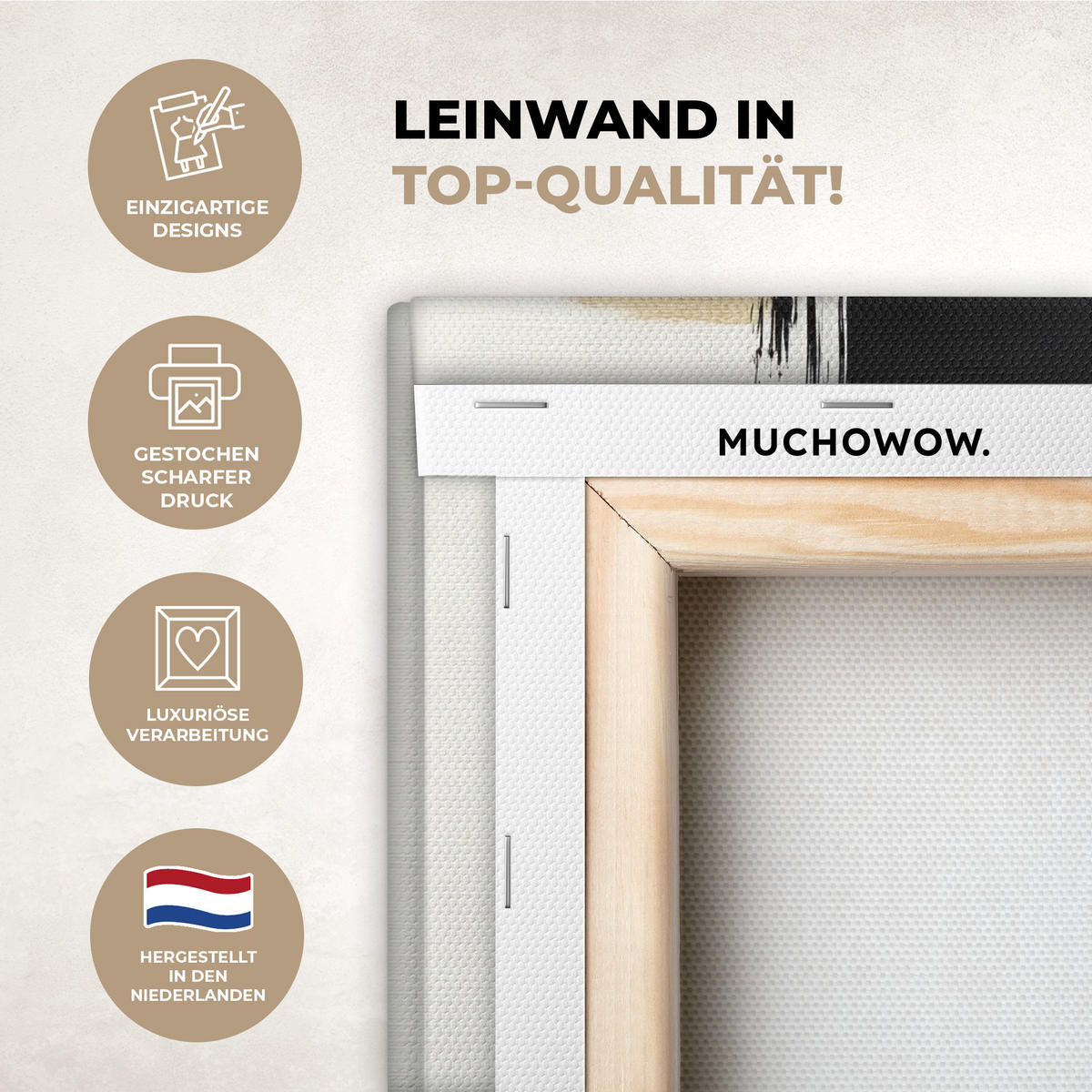 LEINWANDBILD Gold - Rechtecke - Kreise - Abstrakt Deko Wohnzimmer 20x30 cm - Weiß, Textil (20/30cm) - MuchoWow