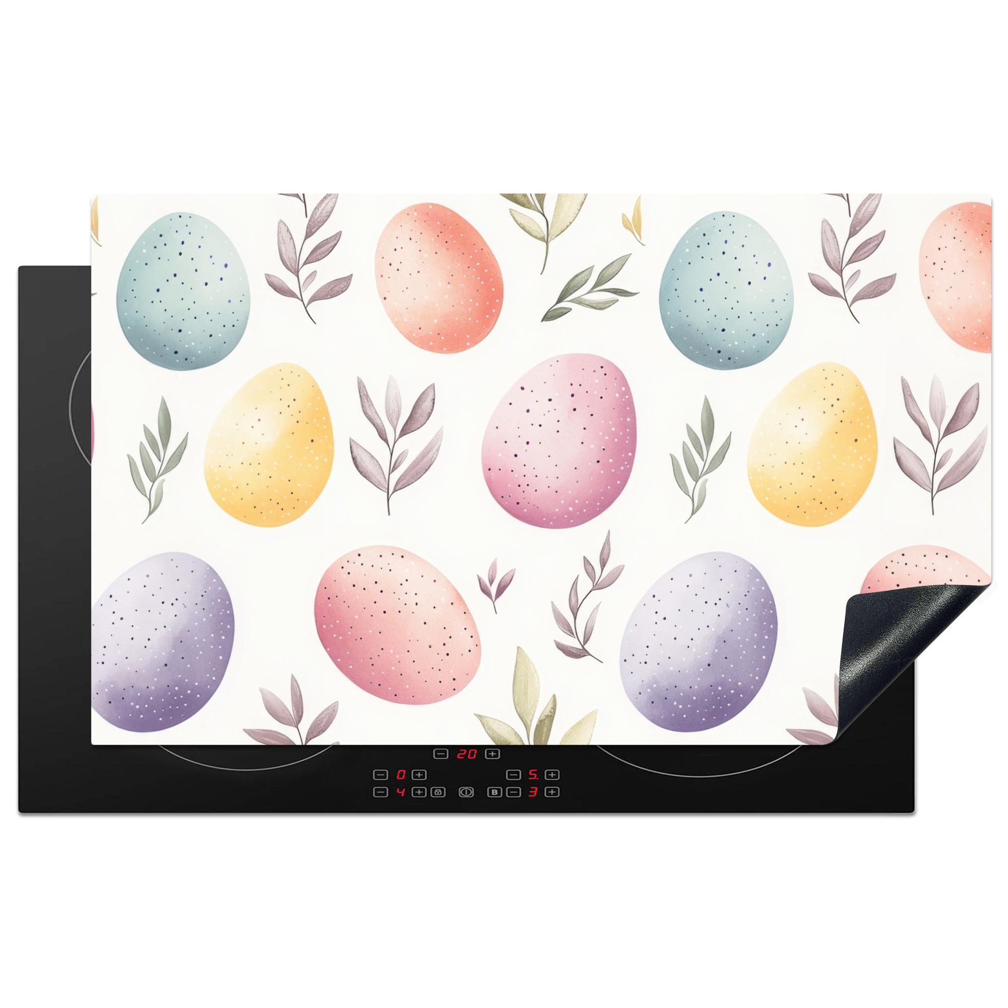 HERDABDECKPLATTE Eier - Bunt - Muster Induktionsmatte 83x51 cm - Weiß, Kunststoff (83/51.5/0.2cm) - MuchoWow