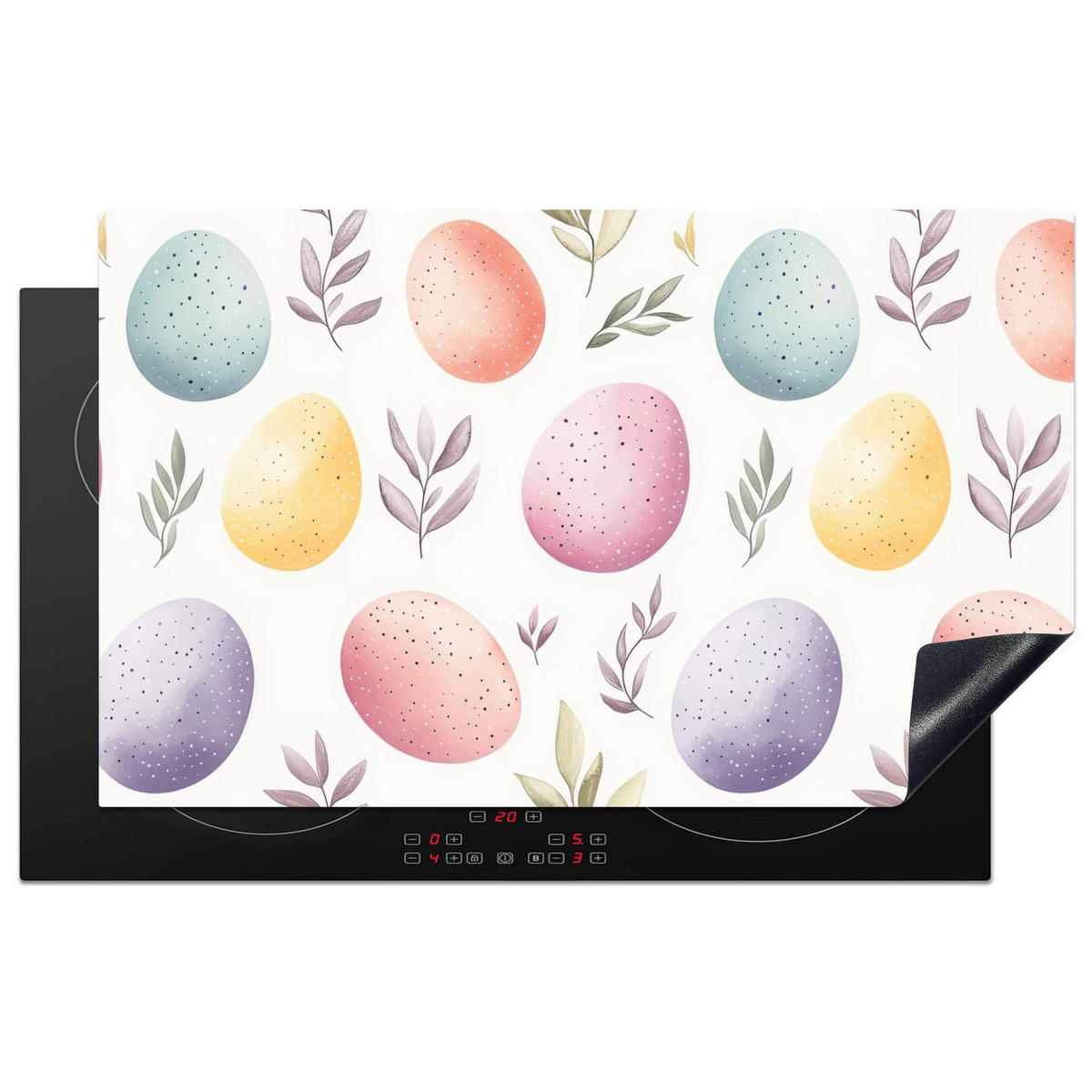 HERDABDECKPLATTE Eier - Bunt - Muster Induktionsmatte 83x51 cm - Weiß, Kunststoff (83/51.5/0.2cm) - MuchoWow