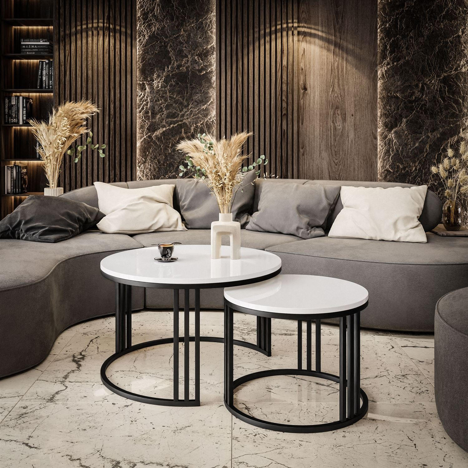 COUCHTISCH 2 in 1 LORI Hochglanz - Schwarz/Weiß, Holzwerkstoff (70/70/48cm) - Lookway