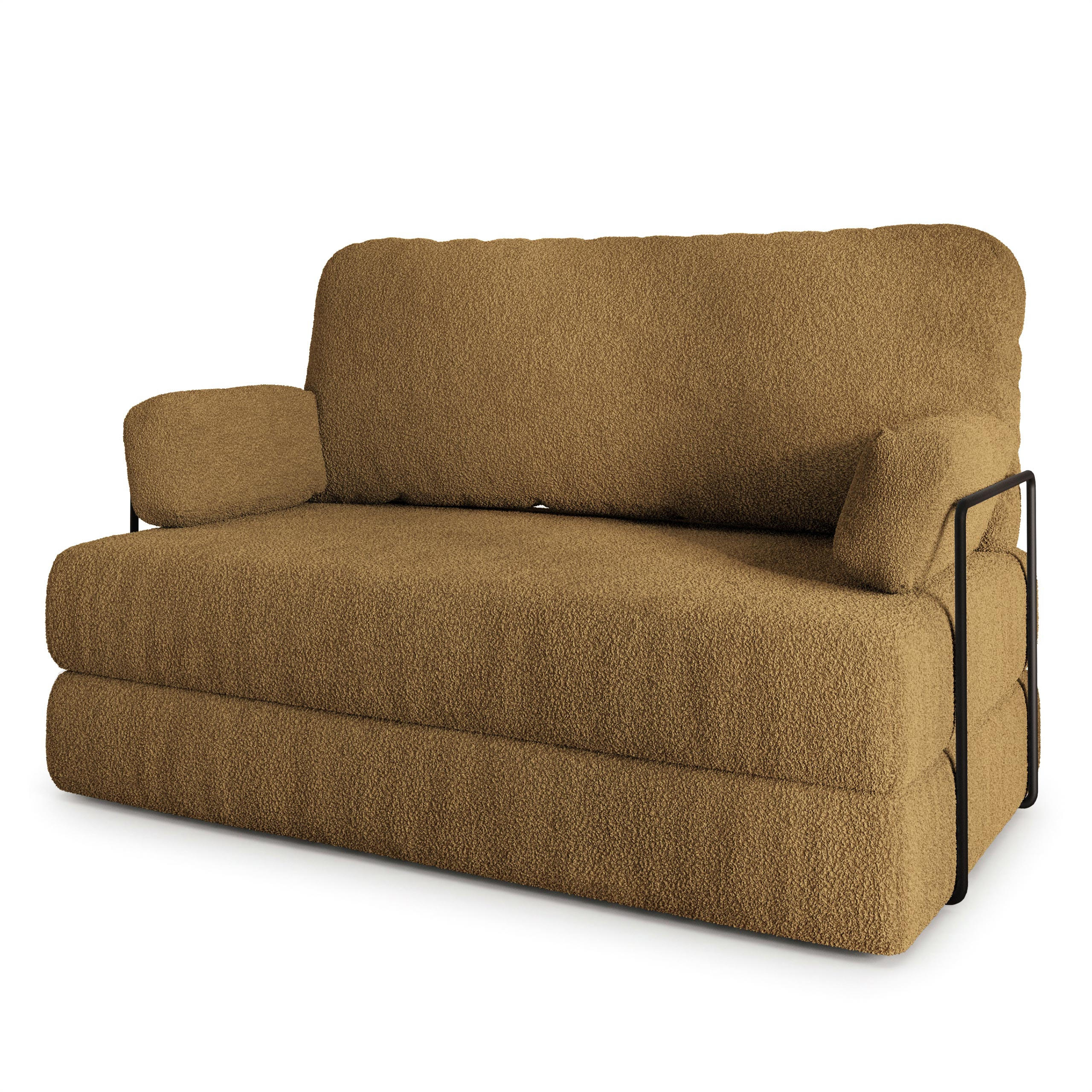BETTSOFA KESTE aus Schaumstoff Bucle-Stoff Orange Schlaffunktion - Gelb, Textil (140/86/60cm) - MASSENO