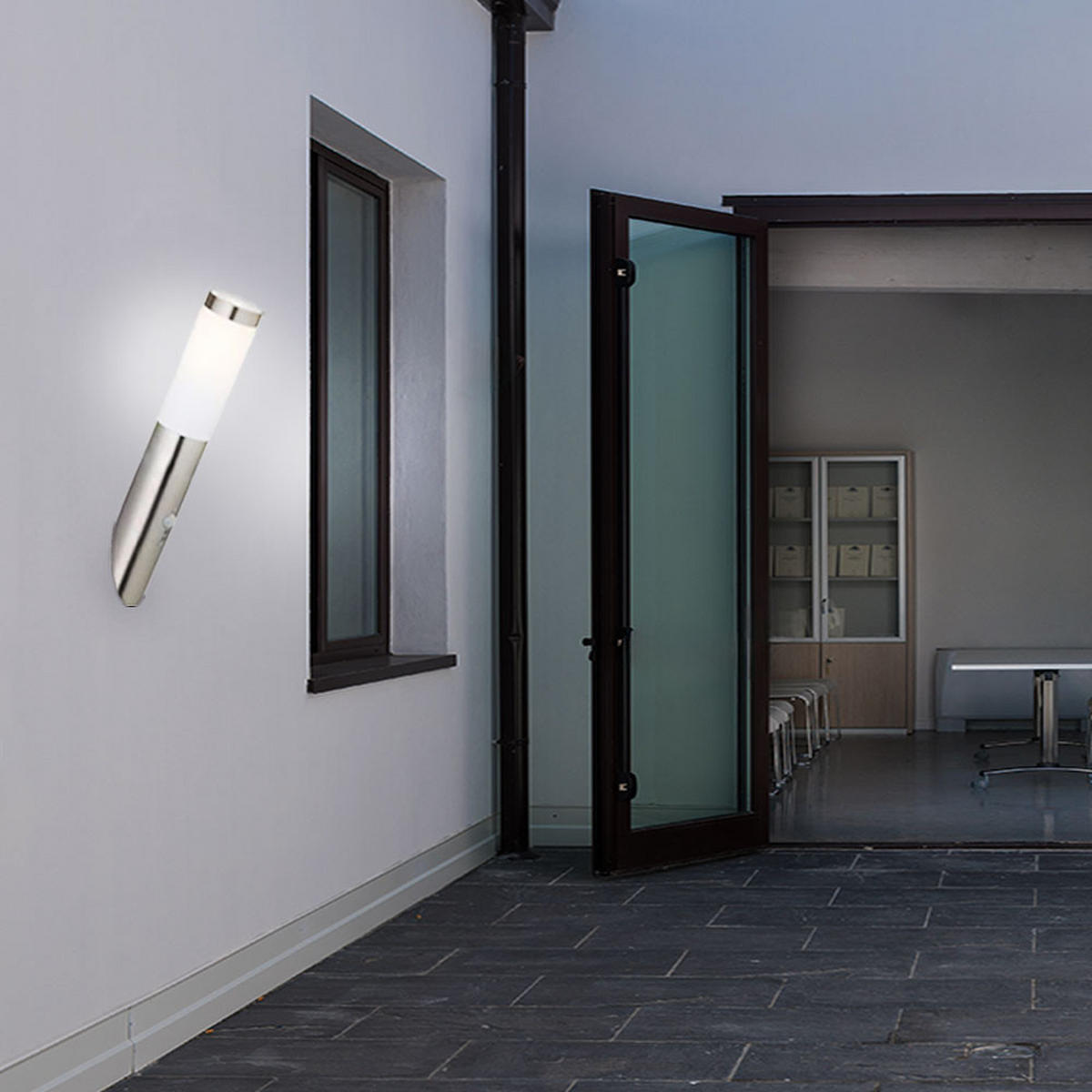 LED AUSSEN-WANDLEUCHTE Edelstahl Silber - Silberfarben, Metall (7.6/40/7.6cm)
