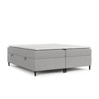 BOXBETT Theo 120/200 cm Graubeige im Megan Stoff - Schwarz/Grau, Holz/Holzwerkstoff (120/200cm) - AltaBeds
