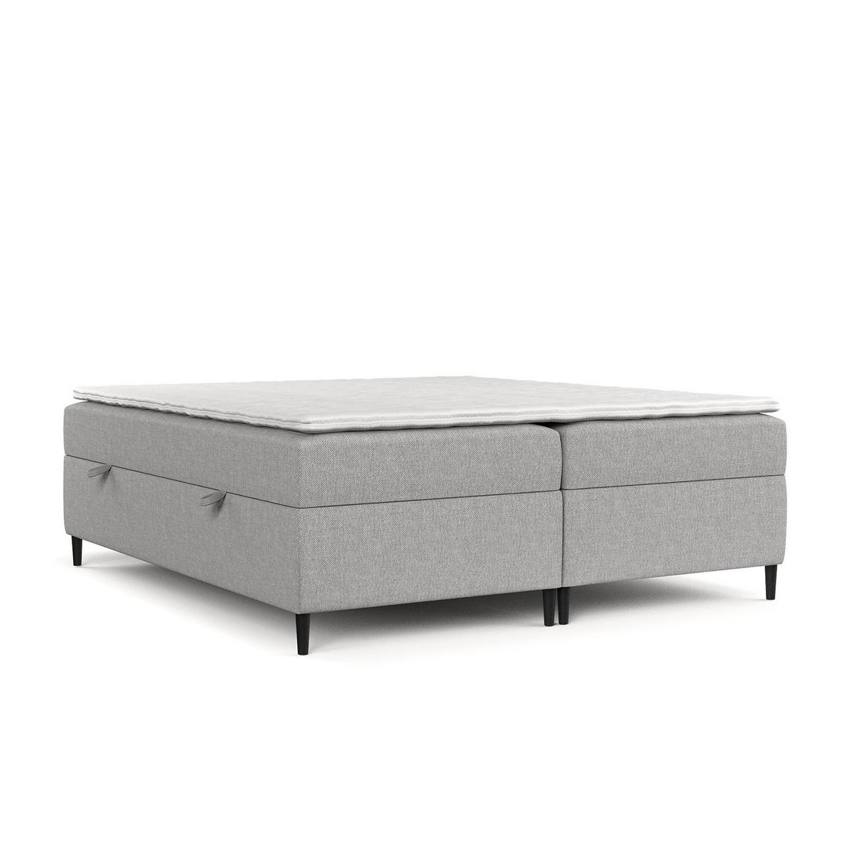 BOXBETT Theo 120/200 cm Graubeige im Megan Stoff - Schwarz/Grau, Holz/Holzwerkstoff (120/200cm) - AltaBeds