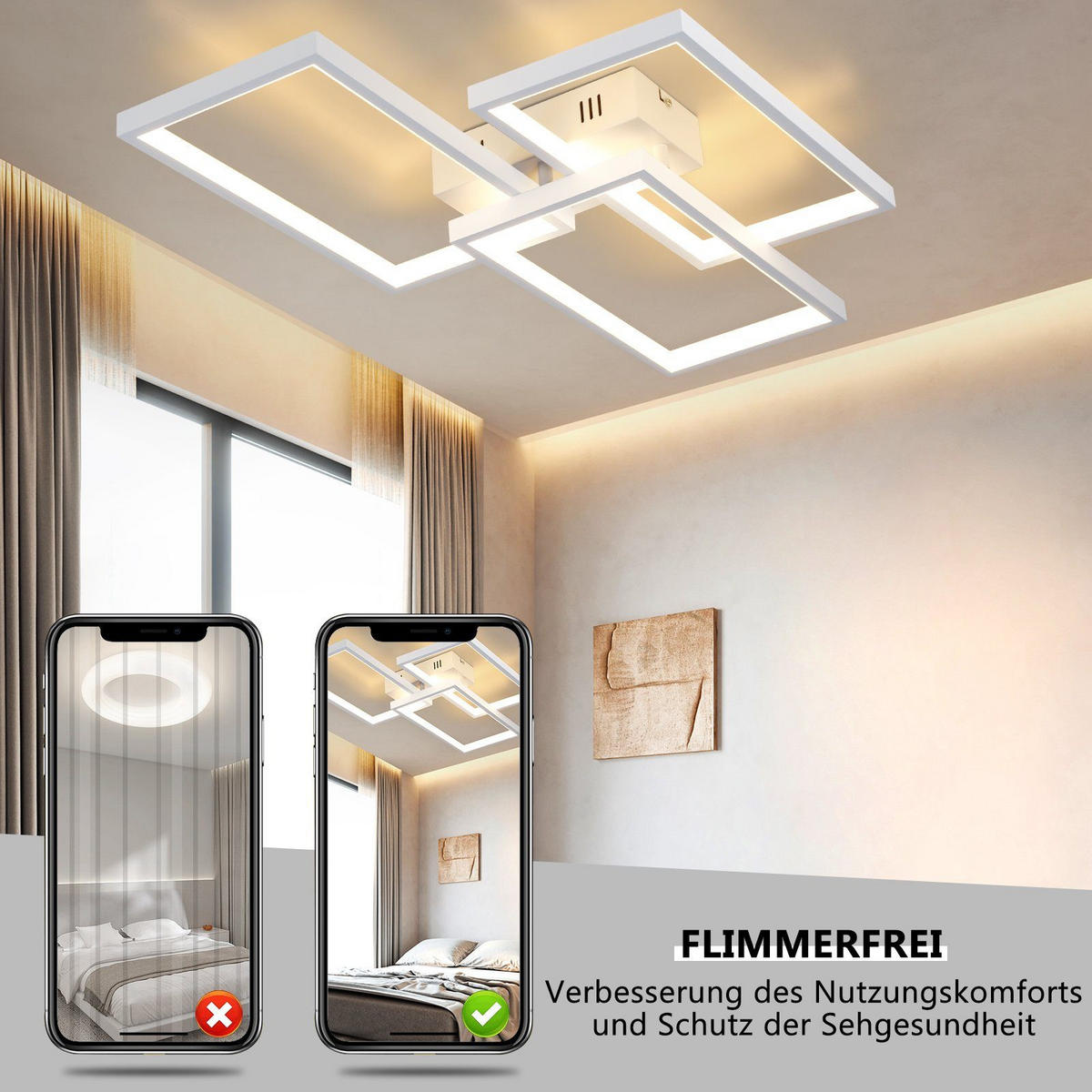 LED-DECKENLEUCHTE Lia 80/54/8 cm - Weiß, Metall (80/54/8cm) - Nettlife