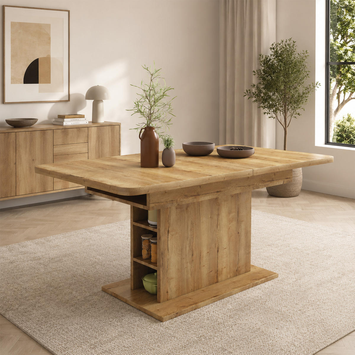 ESSTISCH ausziehbar mit Stauraum DE-39812 Natur - Naturfarben, Holzwerkstoff (70/130/75cm) - ComfortXL