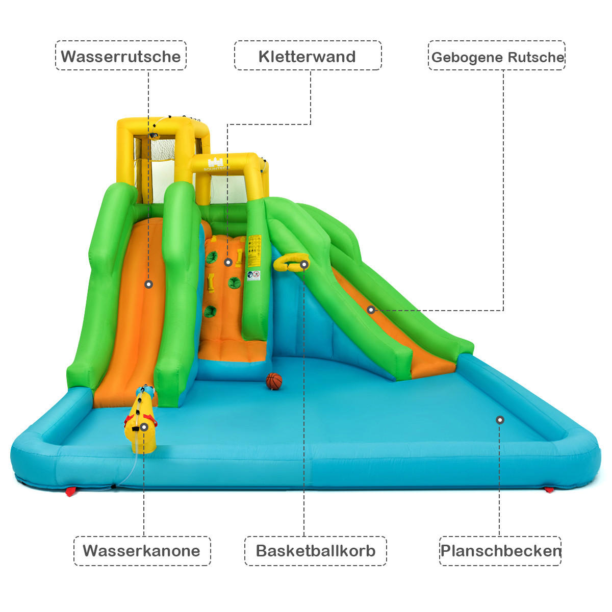 HÜPFBURG 255cm Multicoloured - Multicolor, Kunststoff (400/360/255cm) - COSTWAY