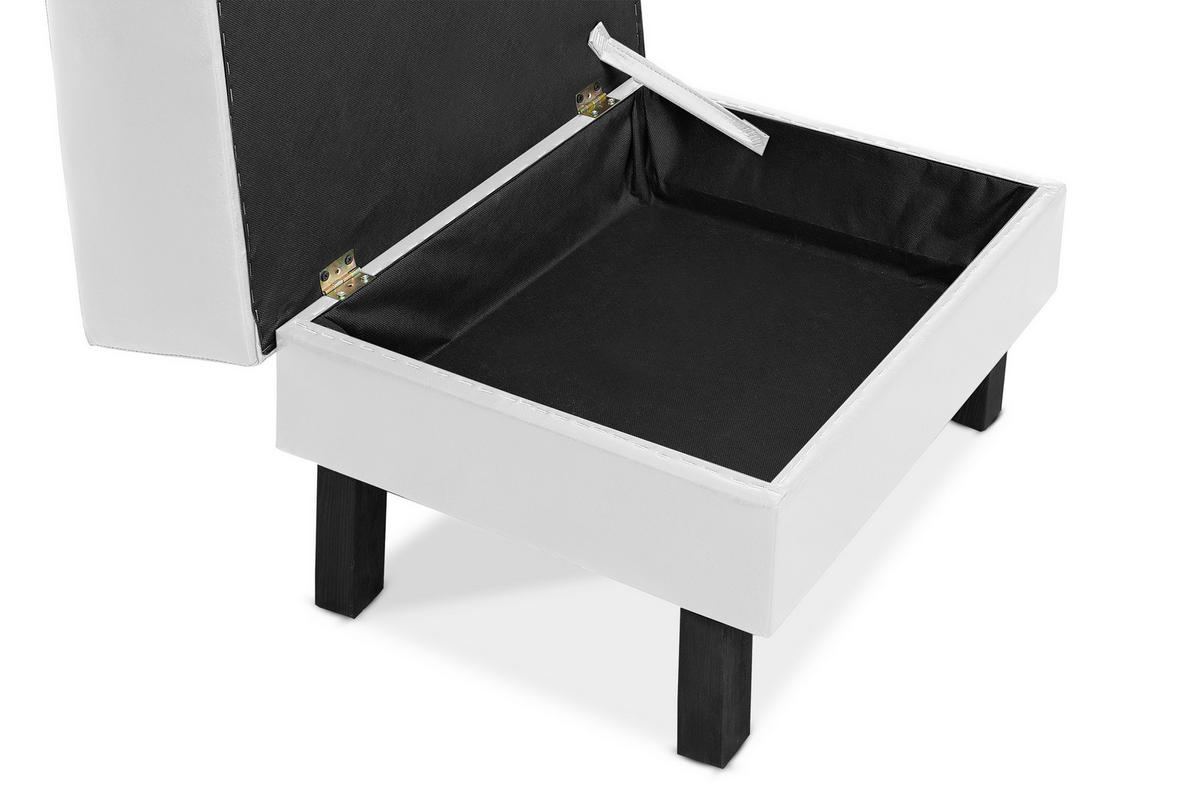 SITZHOCKER ESPECTO auf hohen Holzbeinen, weiß - Schwarz/Weiß, Textil (58/47/56cm) - KONSIMO®