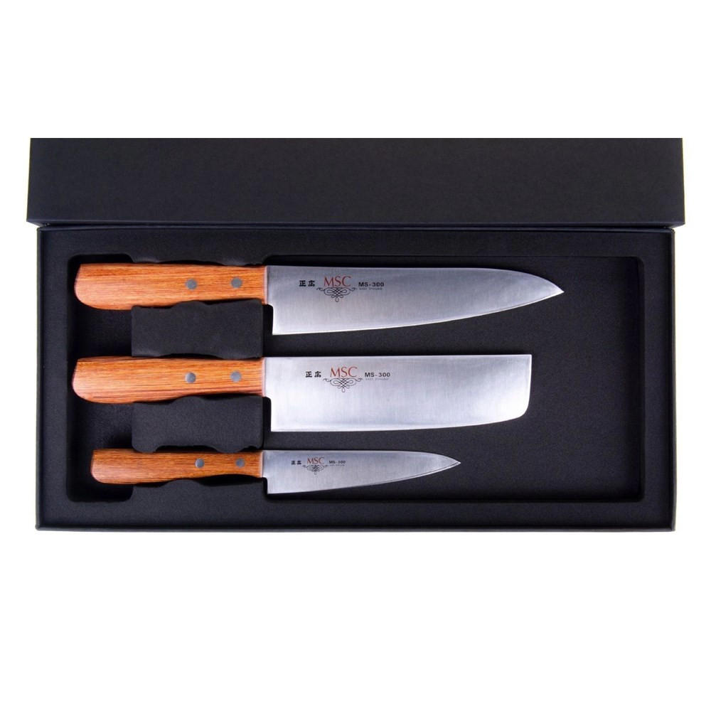 MESSERSET Silber 40/10/40 cm 110525456BBOMC - Silberfarben, Holz - Masahiro 