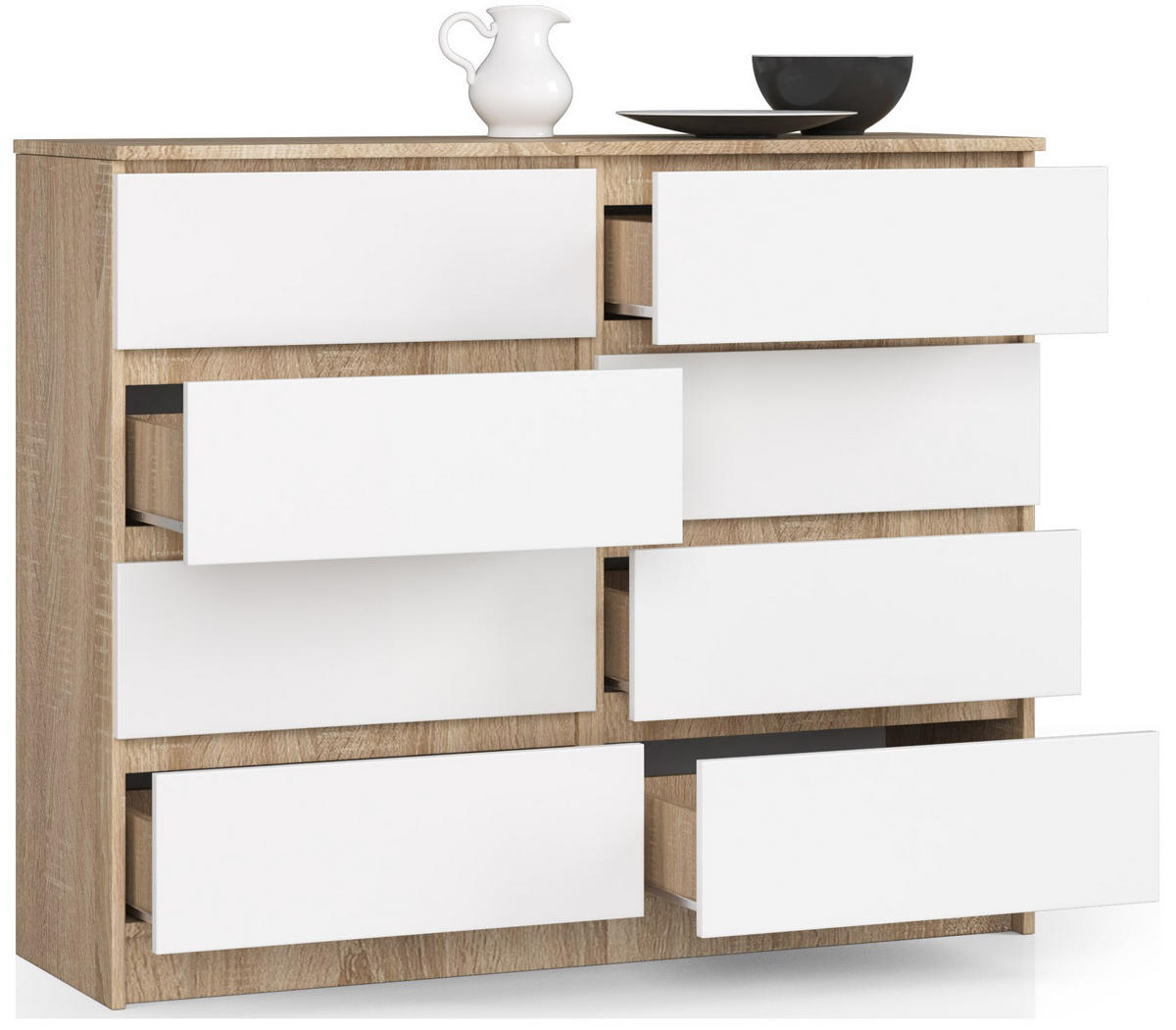 KOMMODE Sonoma Eiche, Weiß 120x40x99 cm - Weiß/Sonoma Eiche, Holzwerkstoff (120/99/40cm) - Akord