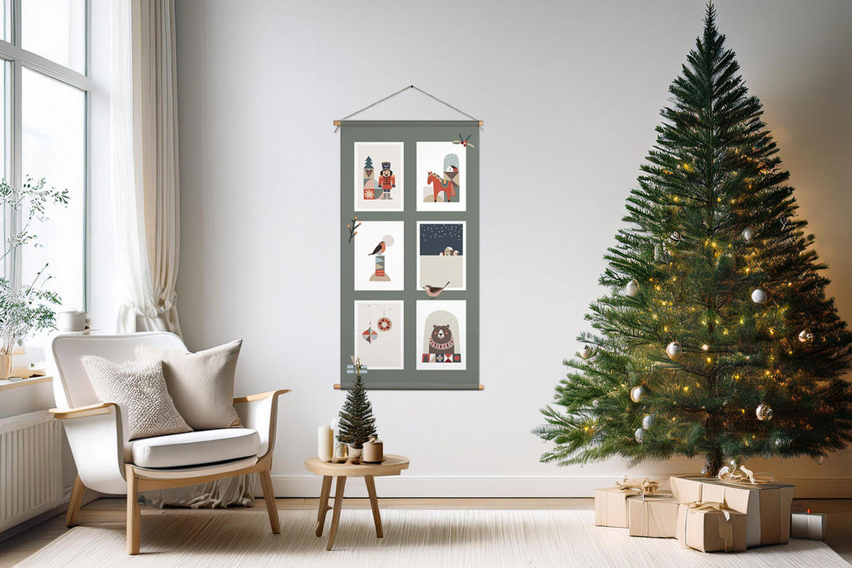 POSTER aus Stoff 60x120 cm Weihnachten - Braun, Textil (60/120/2cm) - artissimo