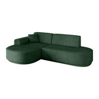 ECKSOFA Ottomane Links MARI-L1-v3 - 232x163x81 cm Grün Cord - Schwarz/Grün, Holzwerkstoff/Kunststoff (232/163cm) - ALTDECOR