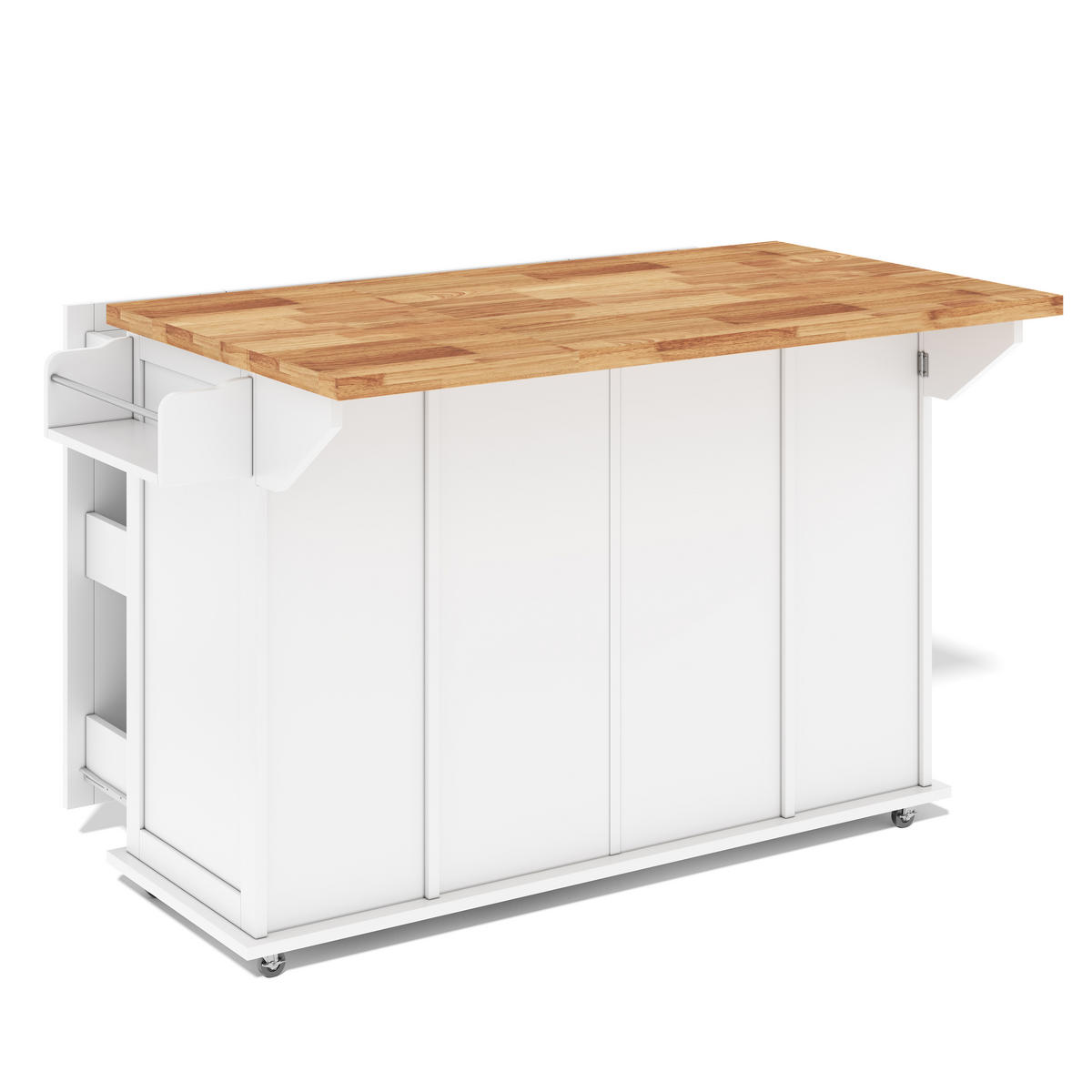 KÜCHENINSEL DE-41413 120/45-70/87 cm, klappbar, 3 Schubladen Weiß - Weiß, Holzwerkstoff (120/87/70cm) - ComfortXL