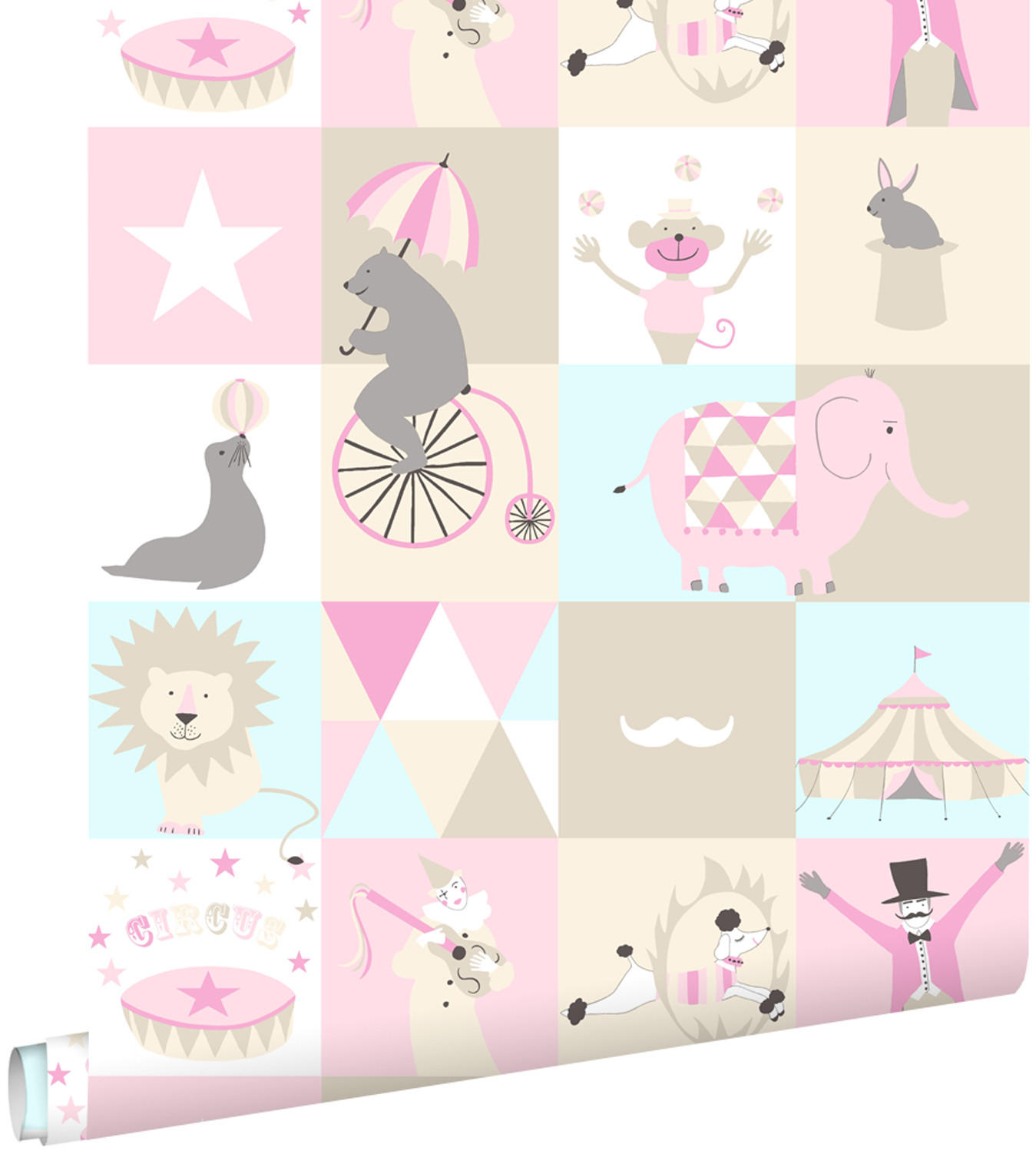 TAPETE Zirkus 53 cm x 10.05 m - Pink, Papier (53/0.1cm) - ESTAhome