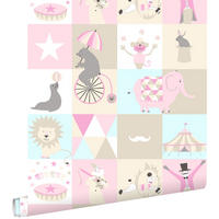 TAPETE Zirkus 53 cm x 10.05 m - Pink, Papier (53/0.1cm) - ESTAhome